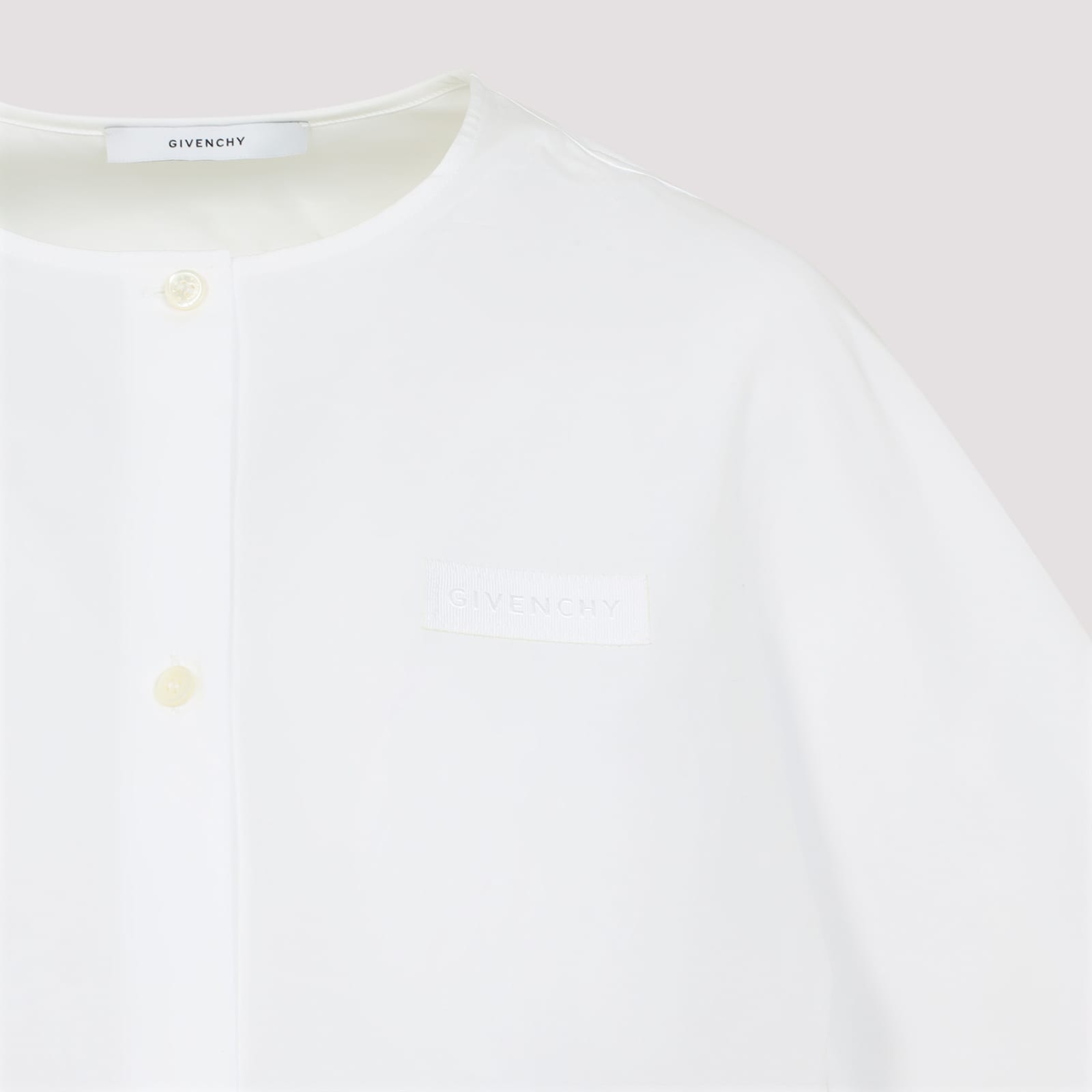 Givenchy Cropped Cotton Shirt With Button Closures In White
