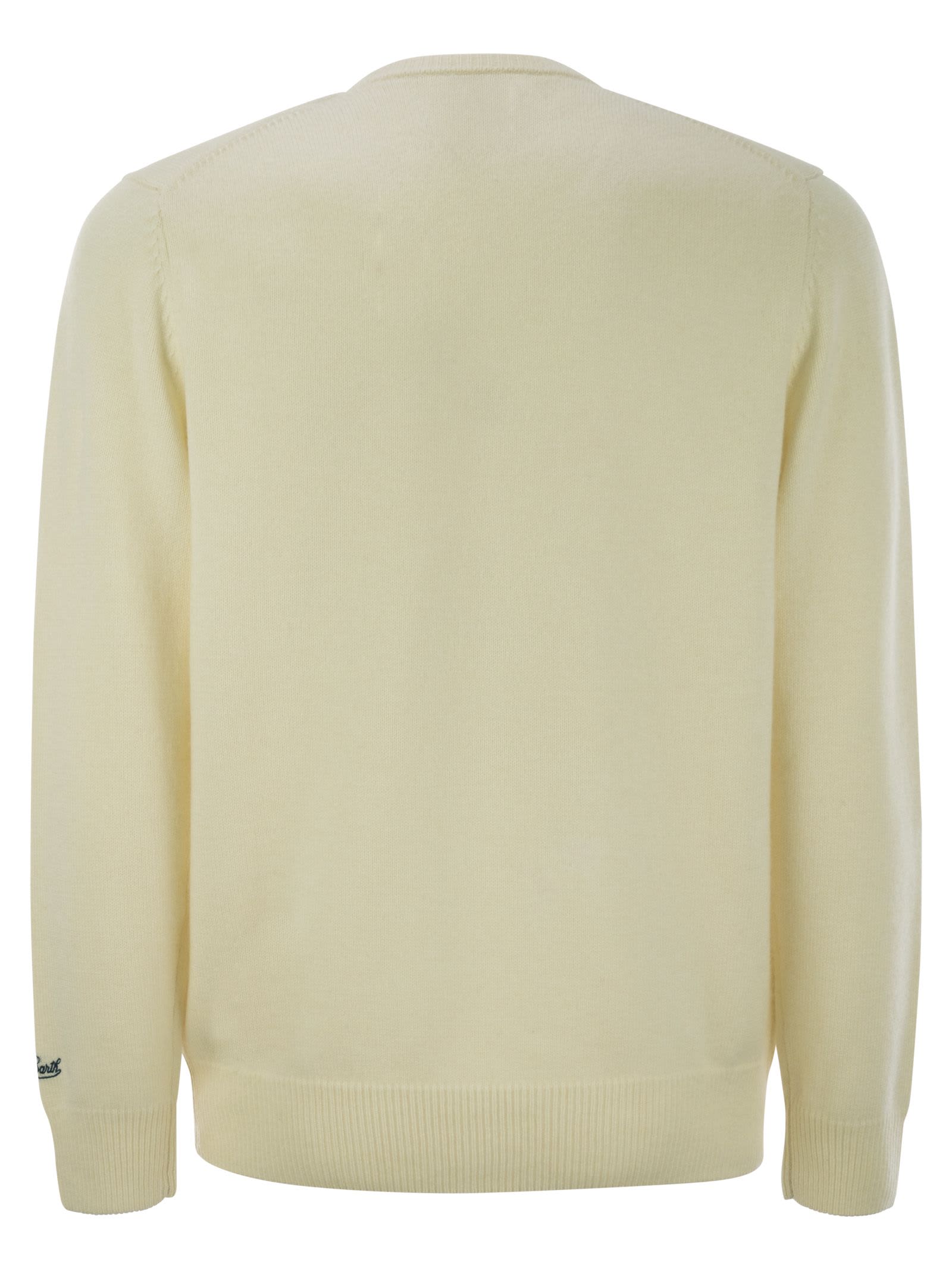 Shop Mc2 Saint Barth St Moritz Wool And Cashmere Blend Jumper In Cream