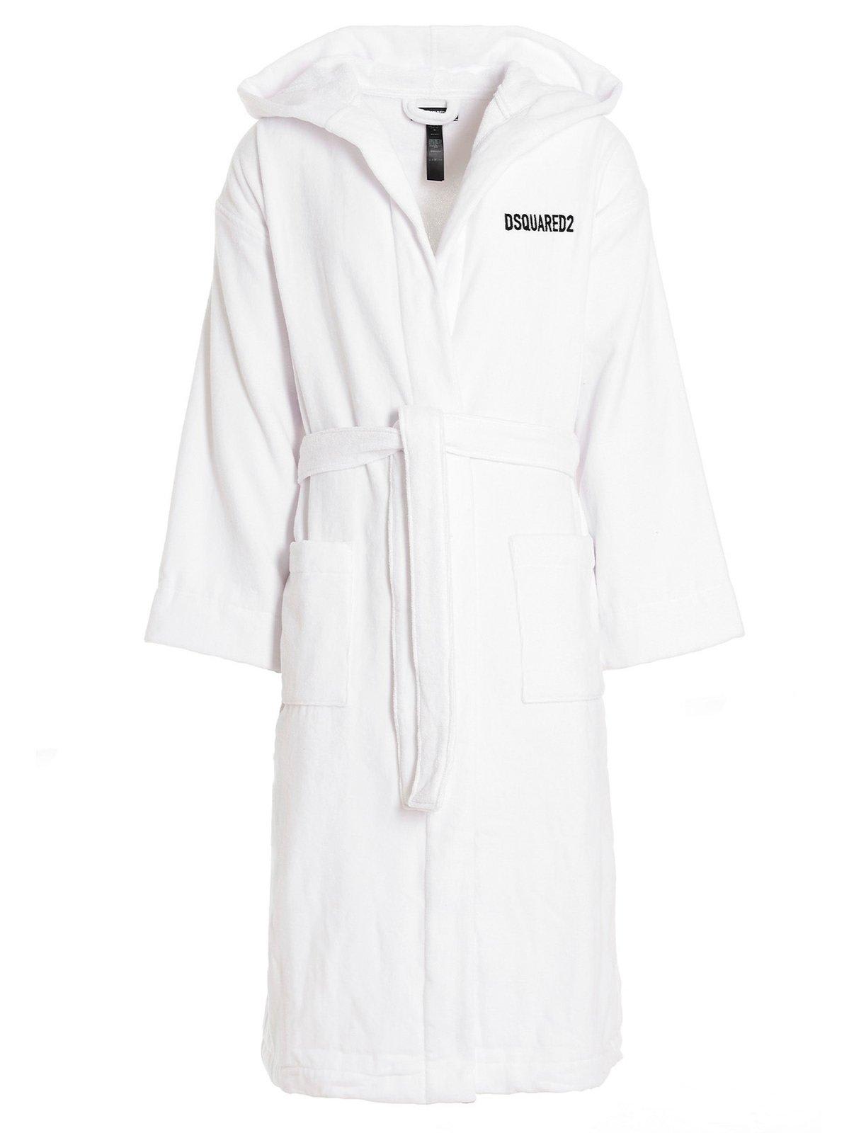 Logo Embroidered Belted Bath Robe