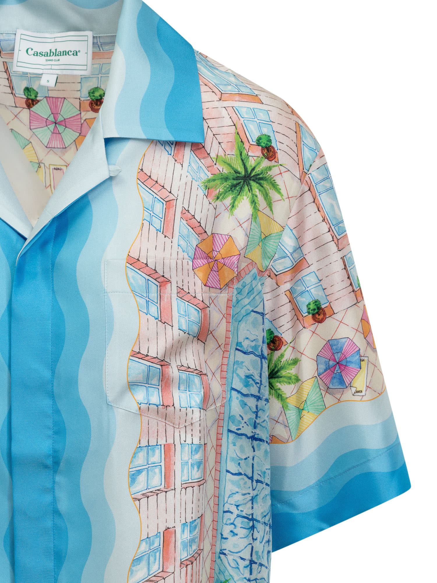 Shop Casablanca Silk  Pool Shirt In Le Plongeon