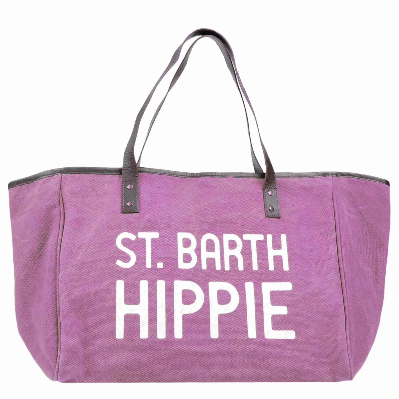 MC2 Saint Barth Purple Canvas Bag With Leather Handles