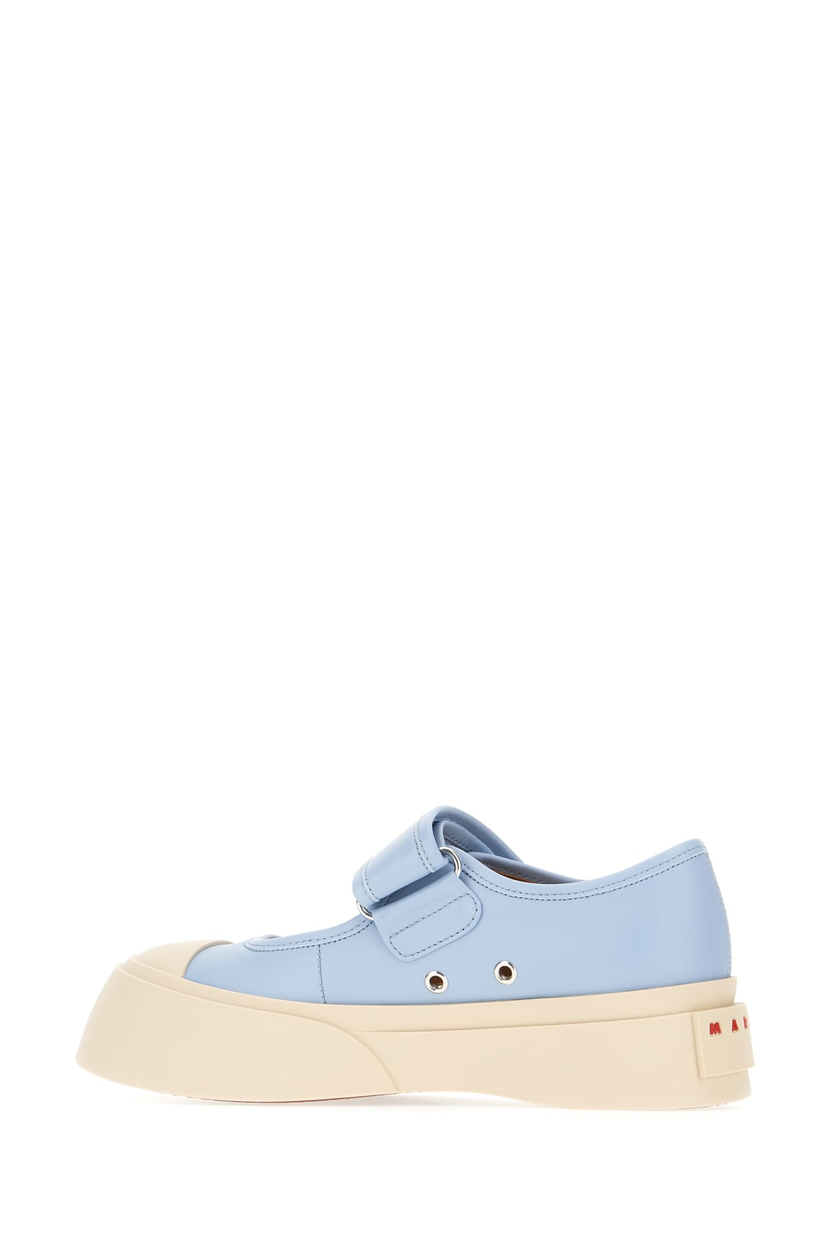 Shop Marni Powder Blue Nappa Leather Mary Jane Ballerinas In Dustyblue