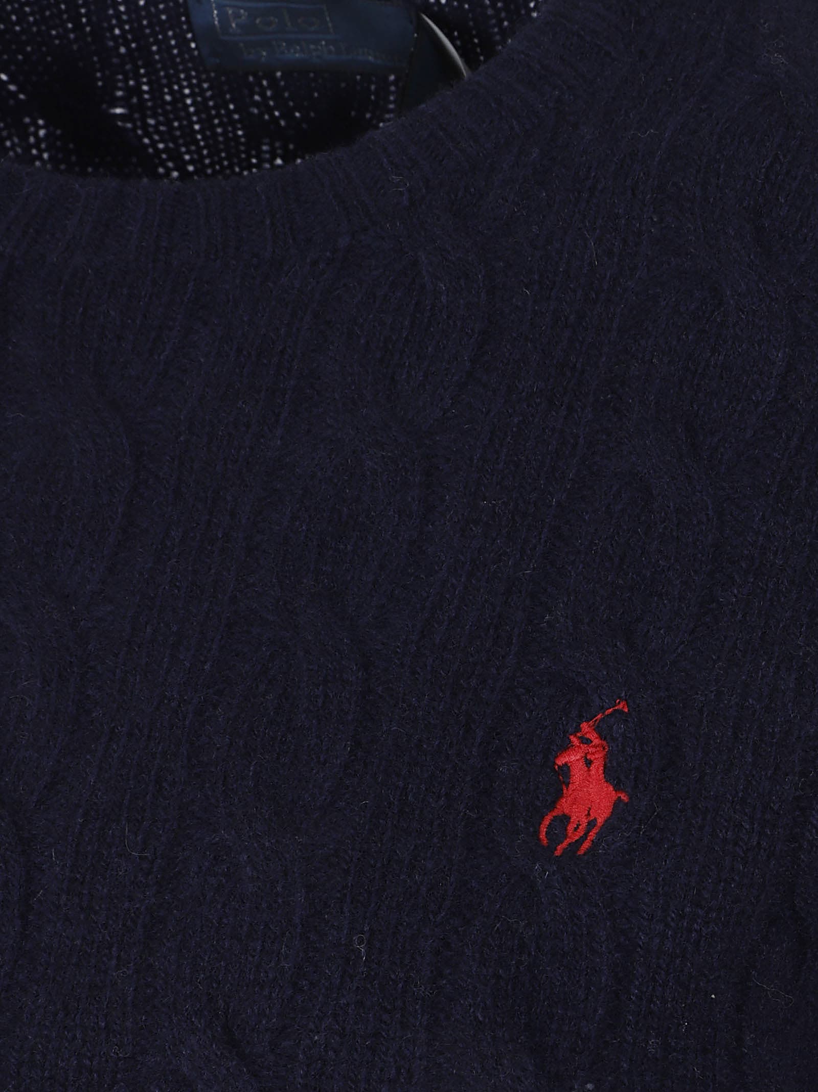 Polo Ralph Lauren Plaited Wool And Cashmere Crew-neck In Blue