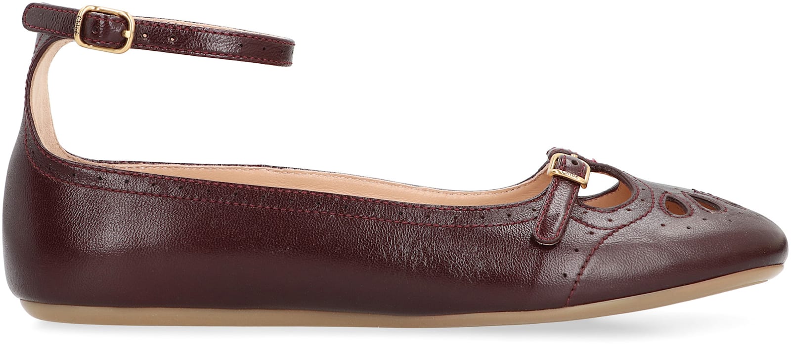 Chloé Misty Lambskin Ballerinas With Buckle In Purple