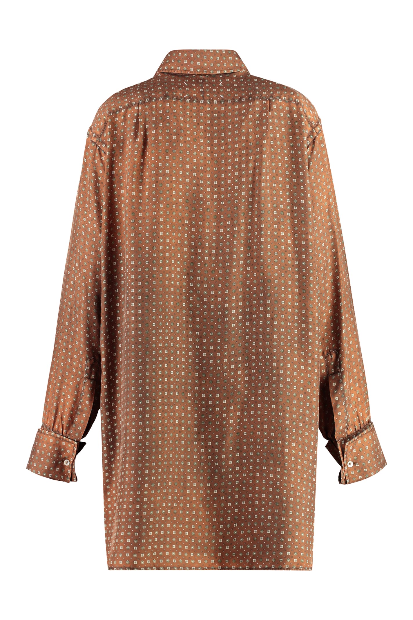 Shop Maison Margiela Printed Silk Shirt In Brown