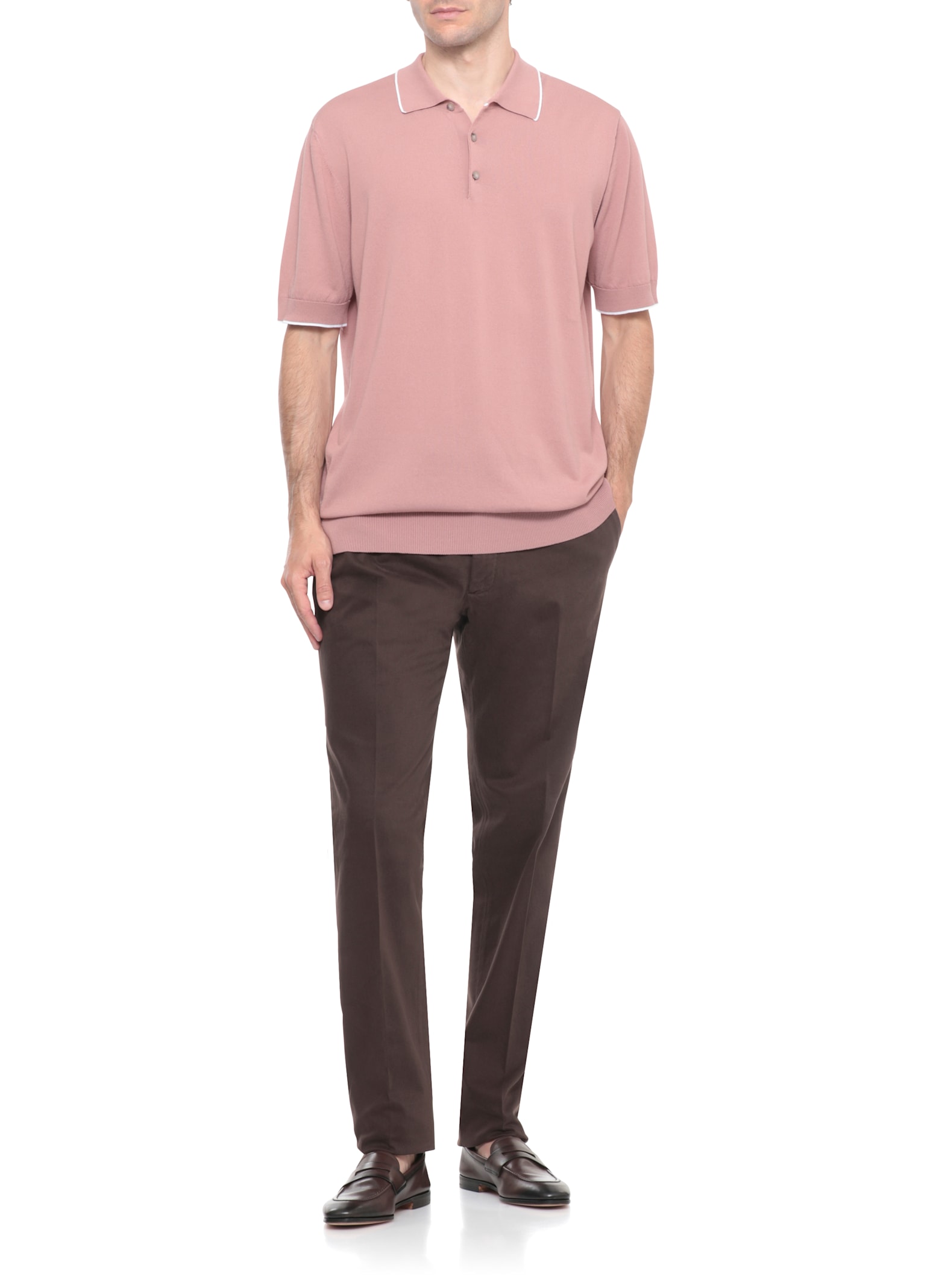 Incotex Straight-leg Brown Cotton Pants With Classic Detailing In Brown