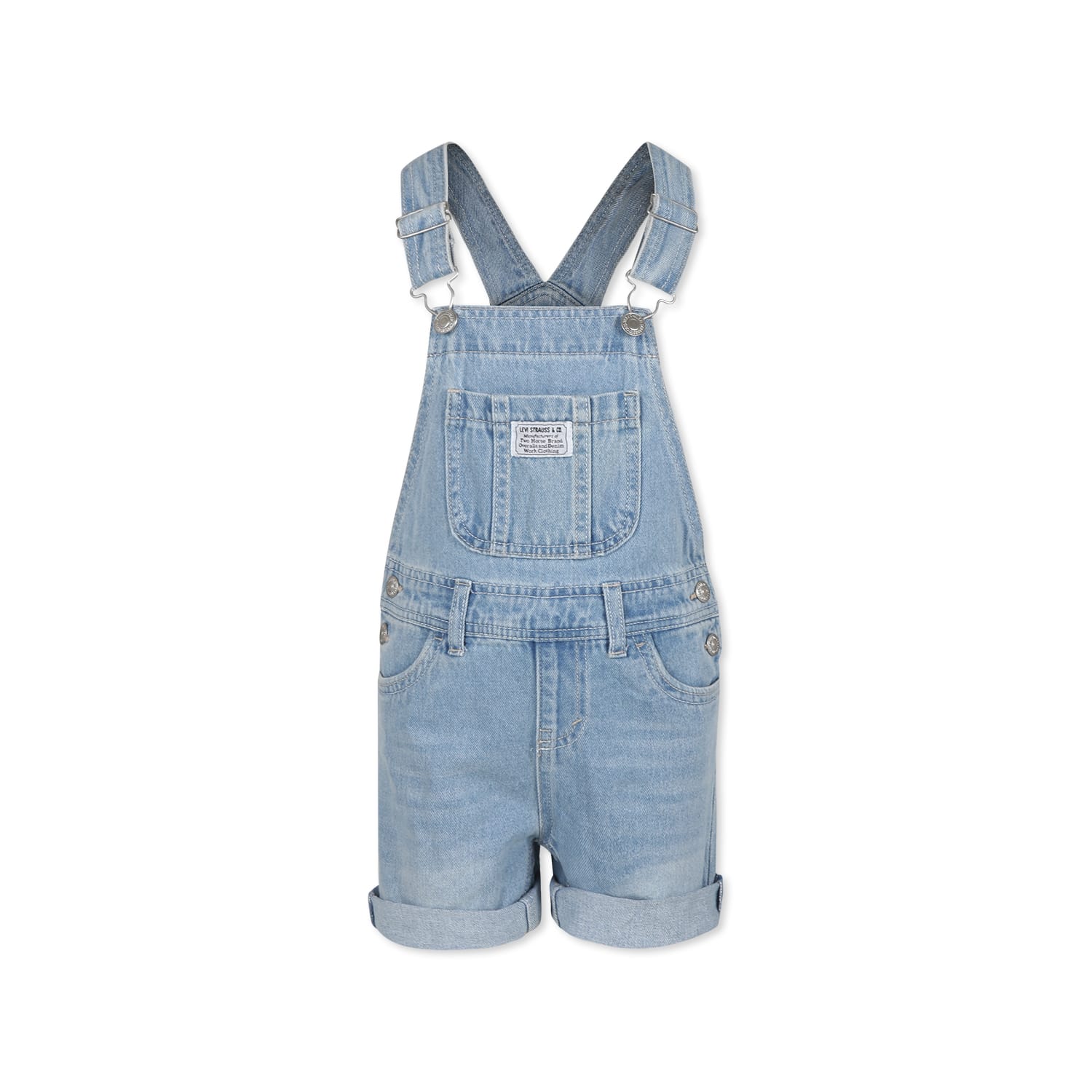 Shop Levi's Blue Dungarees For Girl With Logo In Denim