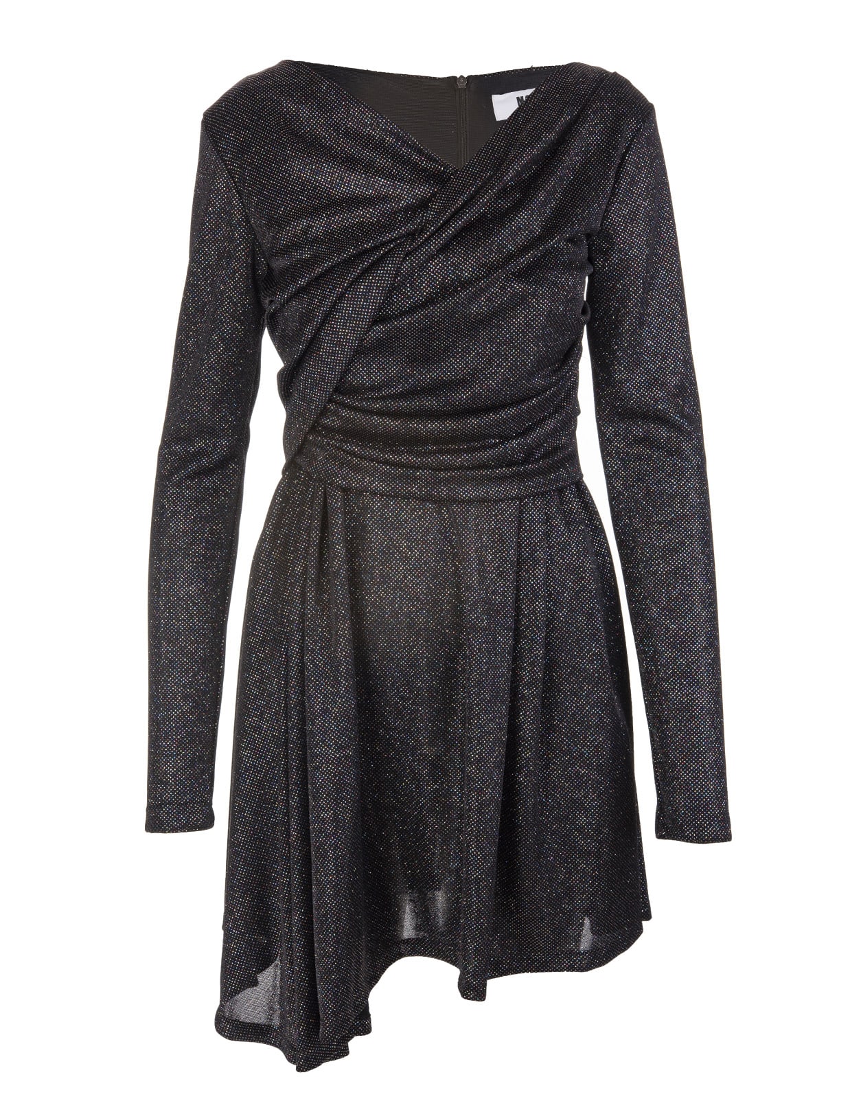 MSGM Mini Dress In Black Glittery Jersey