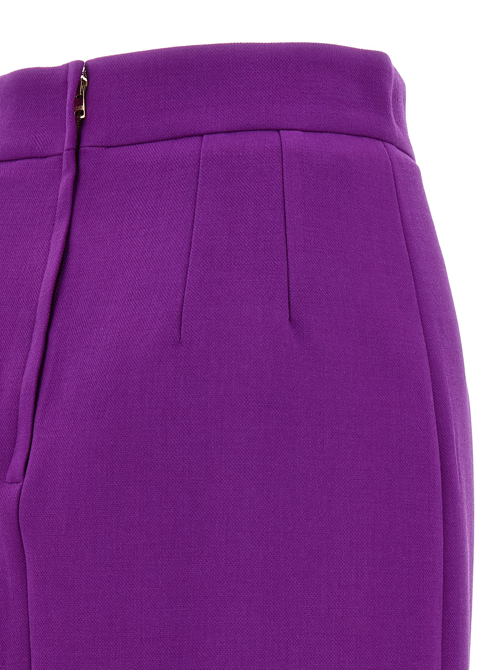 Dolce & Gabbana Metallic Logo Skirt Front Slit High Waist In Purple