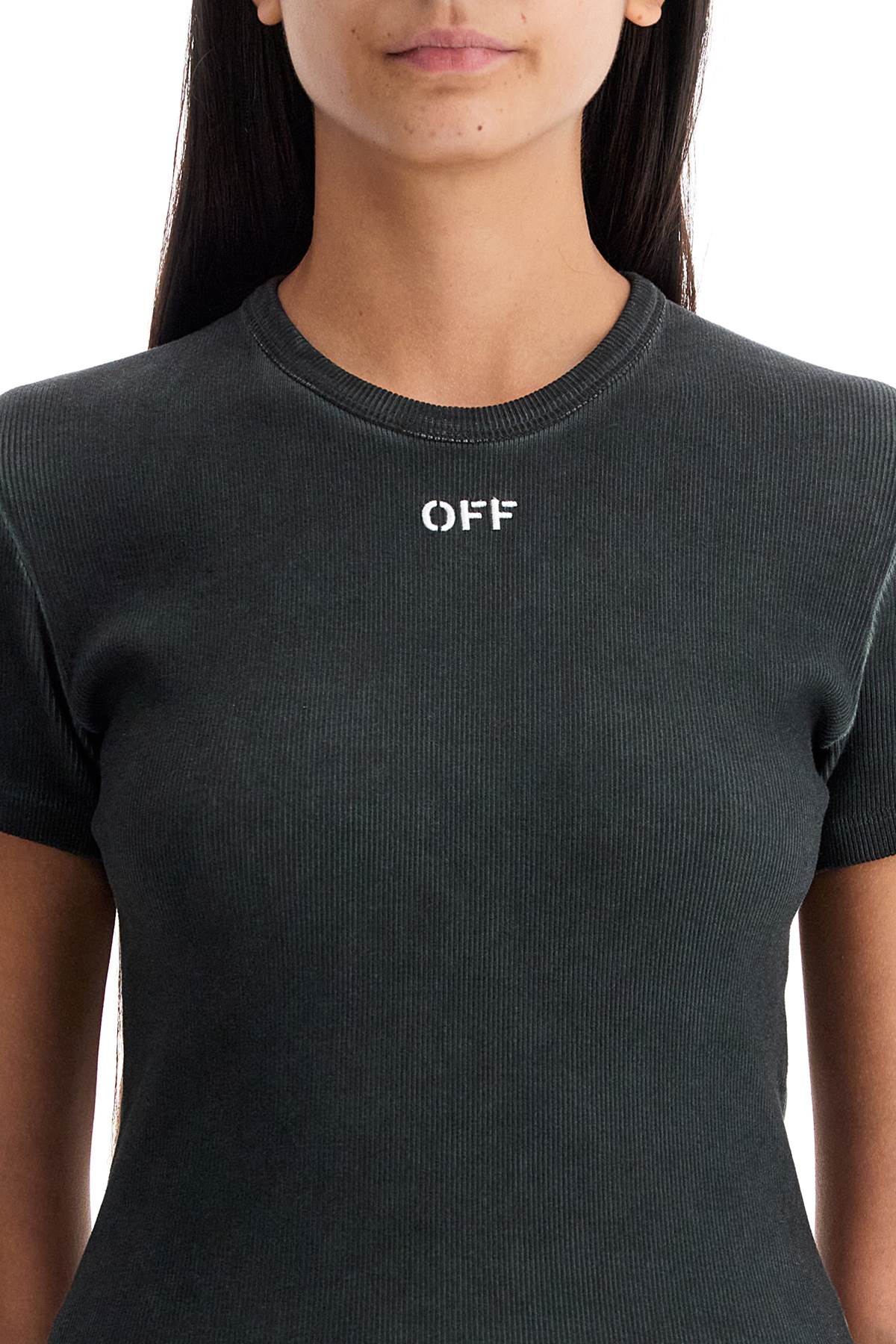 Off-white Off Stamp Rib Basic Tee Washed Grey Wh In Washed Grey - White (grey)