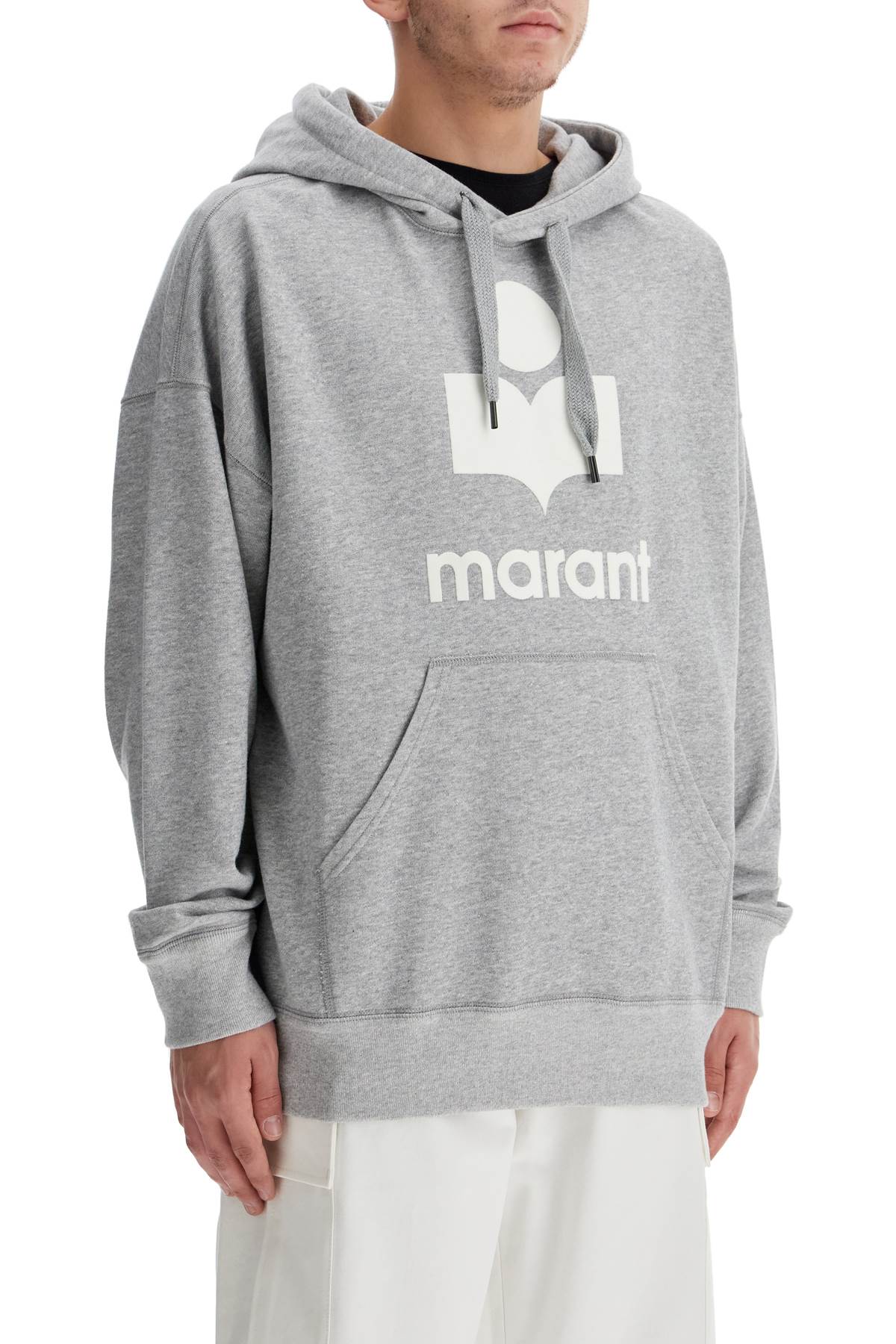 Shop Isabel Marant Miley Hoodie In Grey/white (grey)