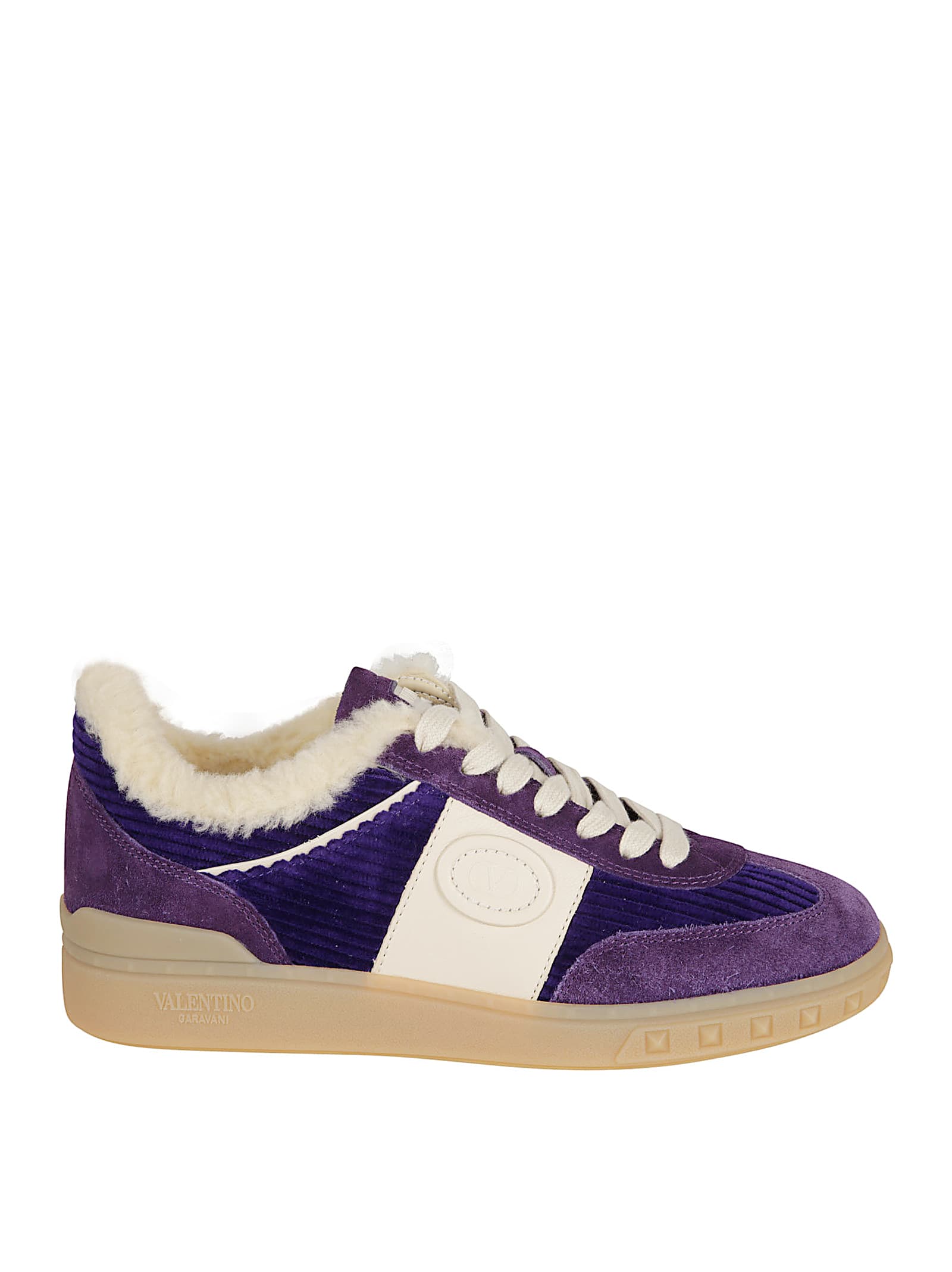 Valentino Garavani Upvillage Sneakers In Suede And Velvet In Purple