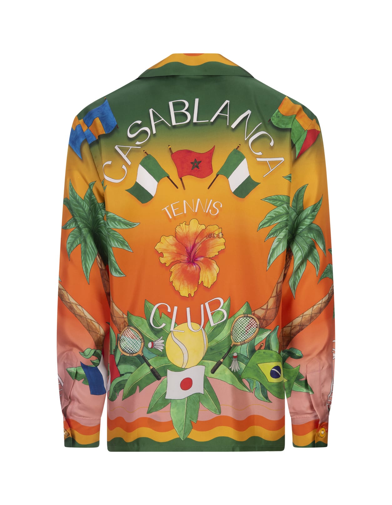 Shop Casablanca Tennis Club En Fleur Silk Shirt In Multicolour