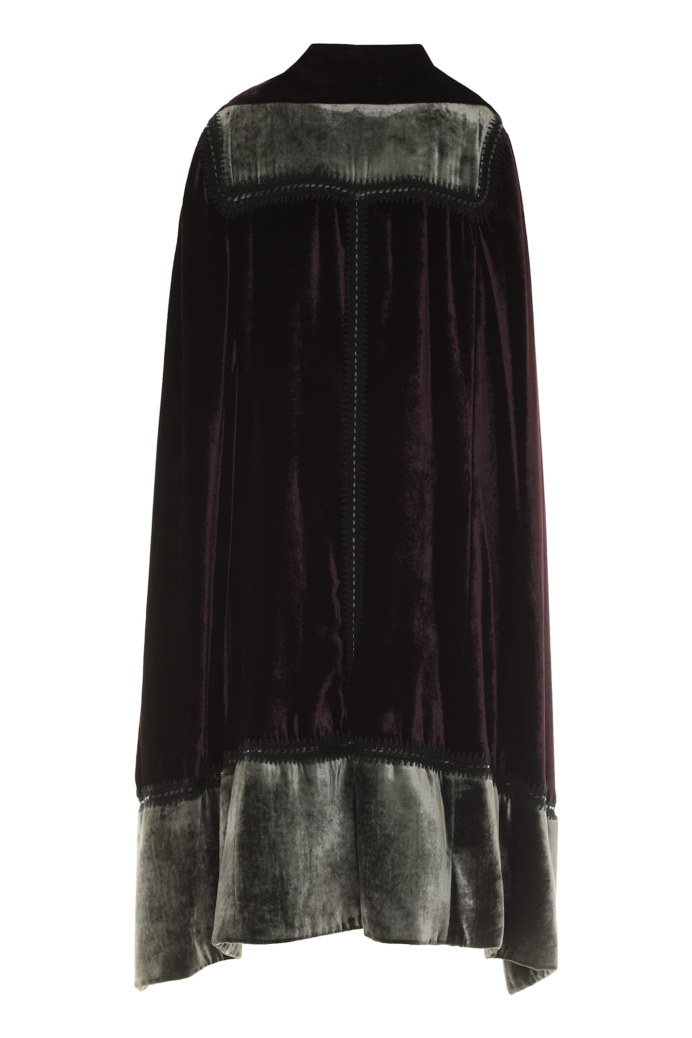 Alberta Ferretti Velvet Ruffled Cape In Purple