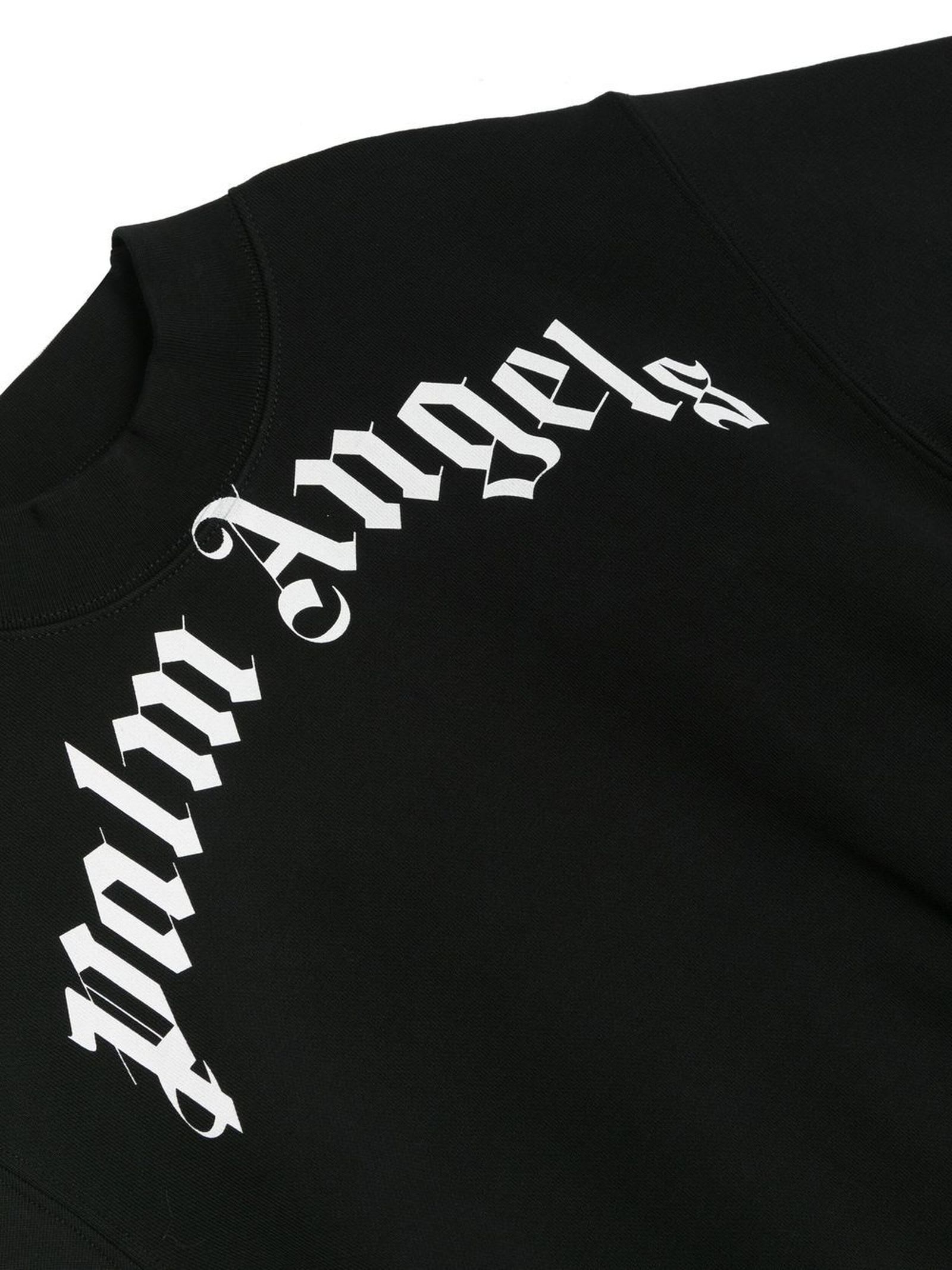 Shop Palm Angels Black Cotton Sweatshirt In Black Whit
