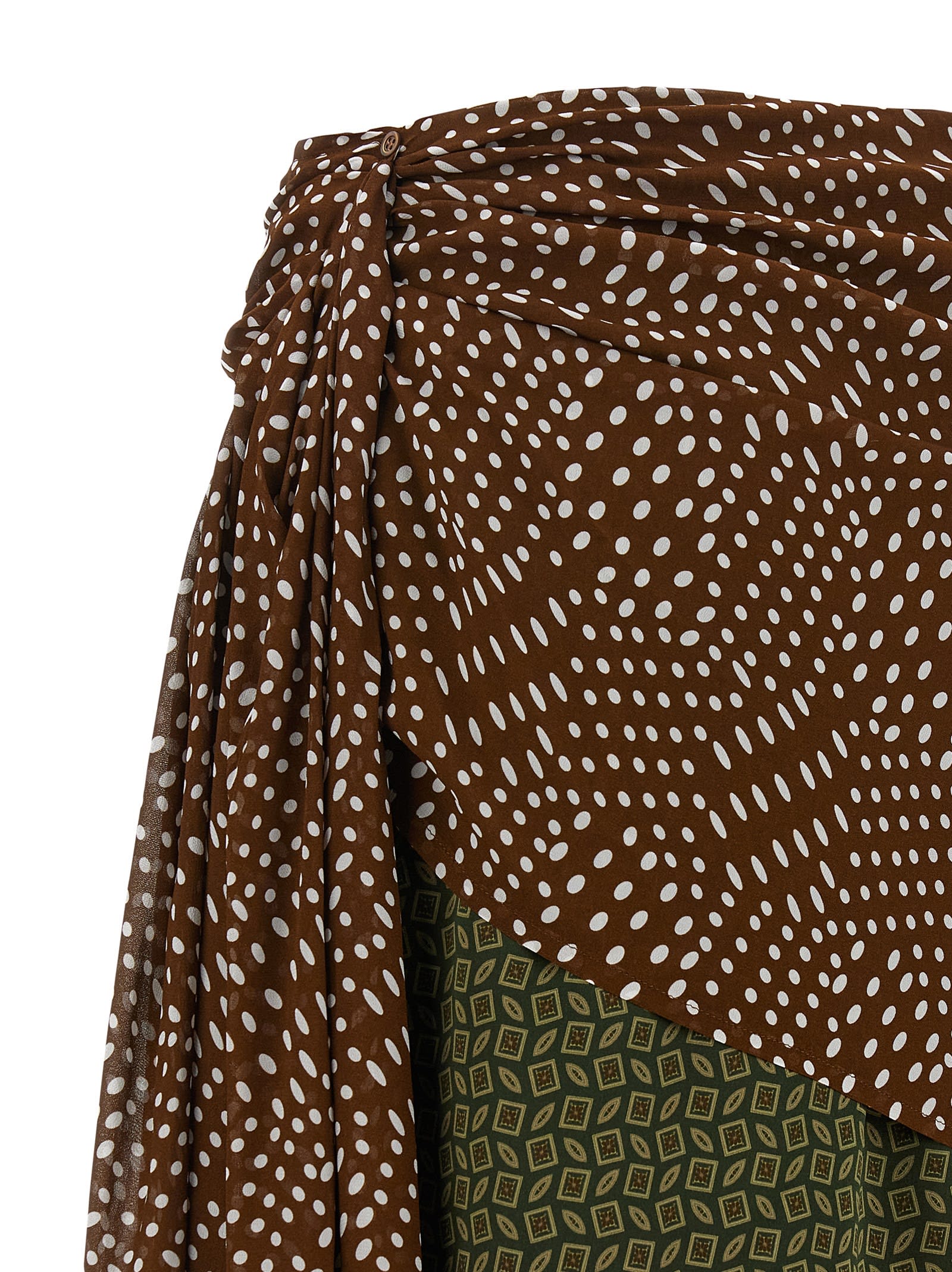 Dries Van Noten Draped Silk-satin Midi Skirt In Green