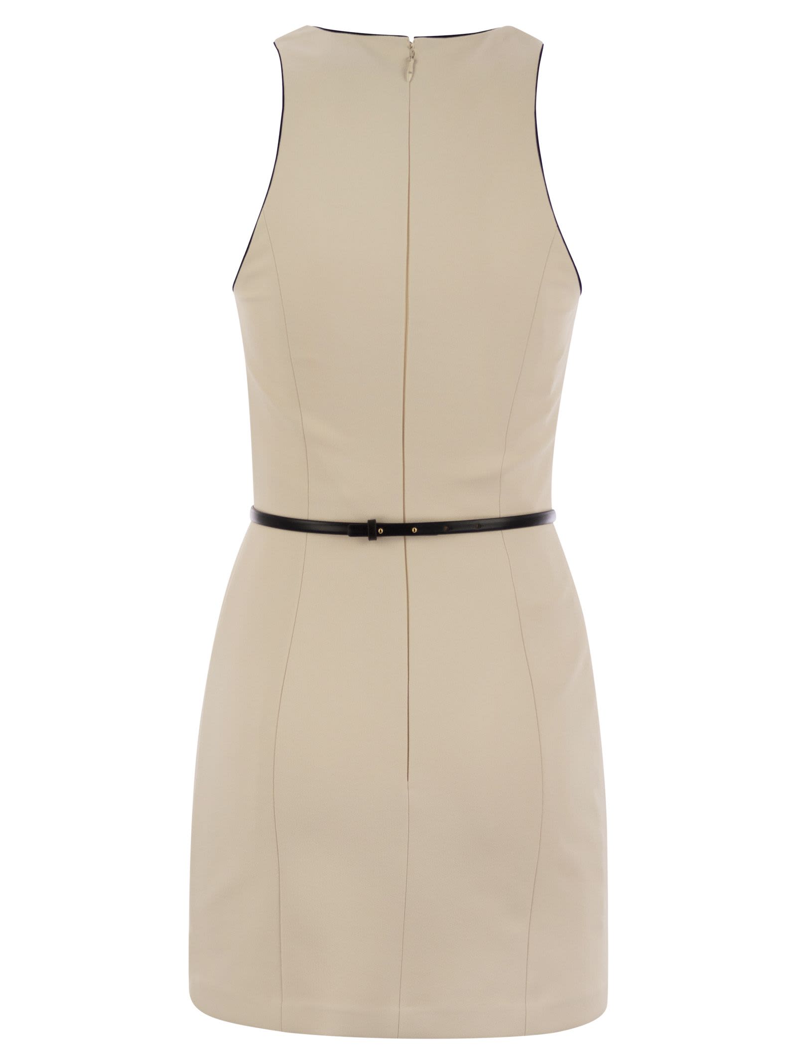 Elisabetta Franchi Women's Crepe Dress With Contrasting Belt In Butter/black