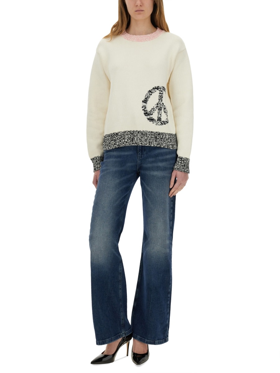 Moschino Cotton And Nylon Pullover Urban In Ivory