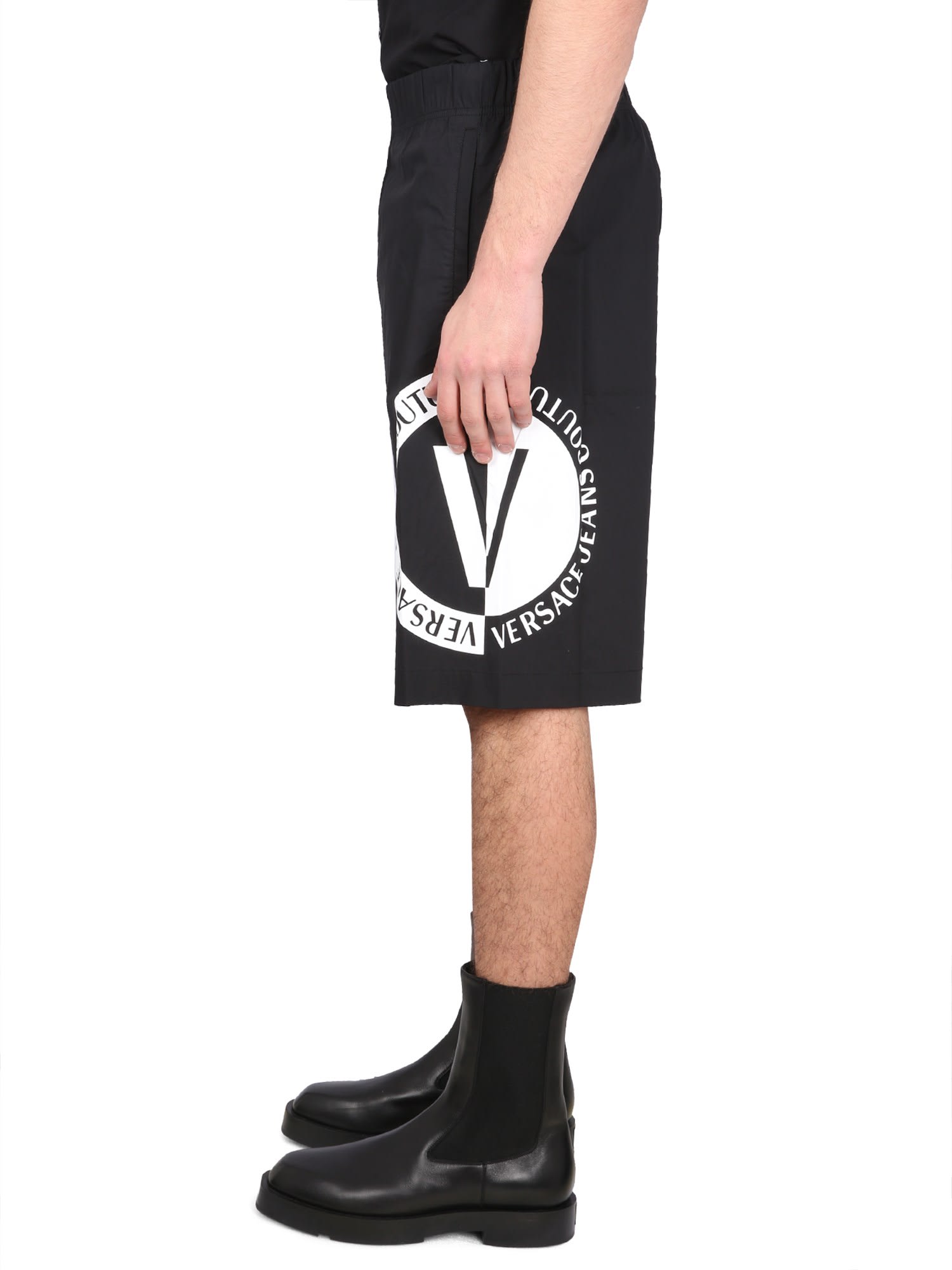 Shop Versace Jeans Couture Bermuda With Logo In 899