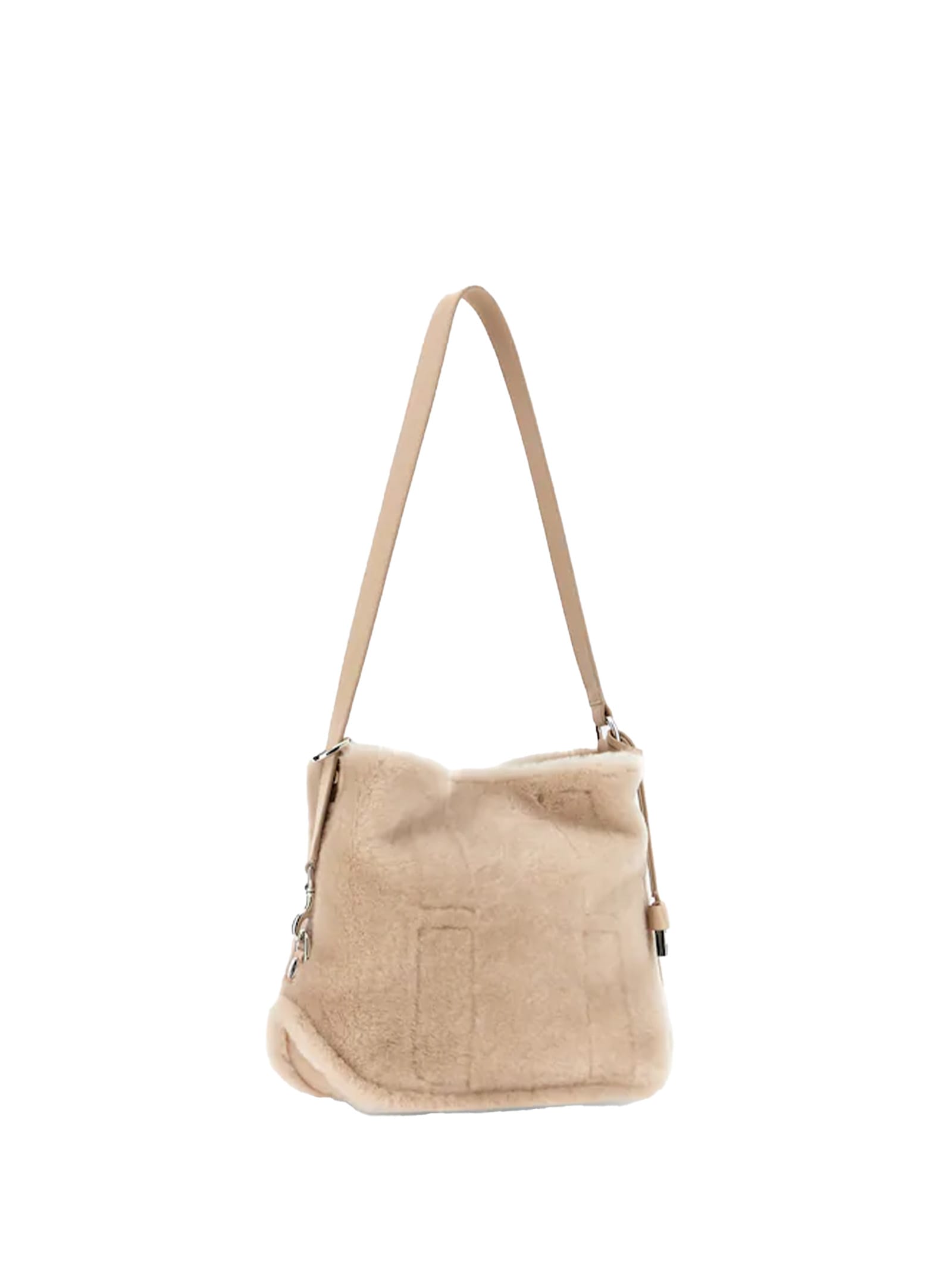 Hogan Hobo Bag In Shearling And Smooth Leather Inserts