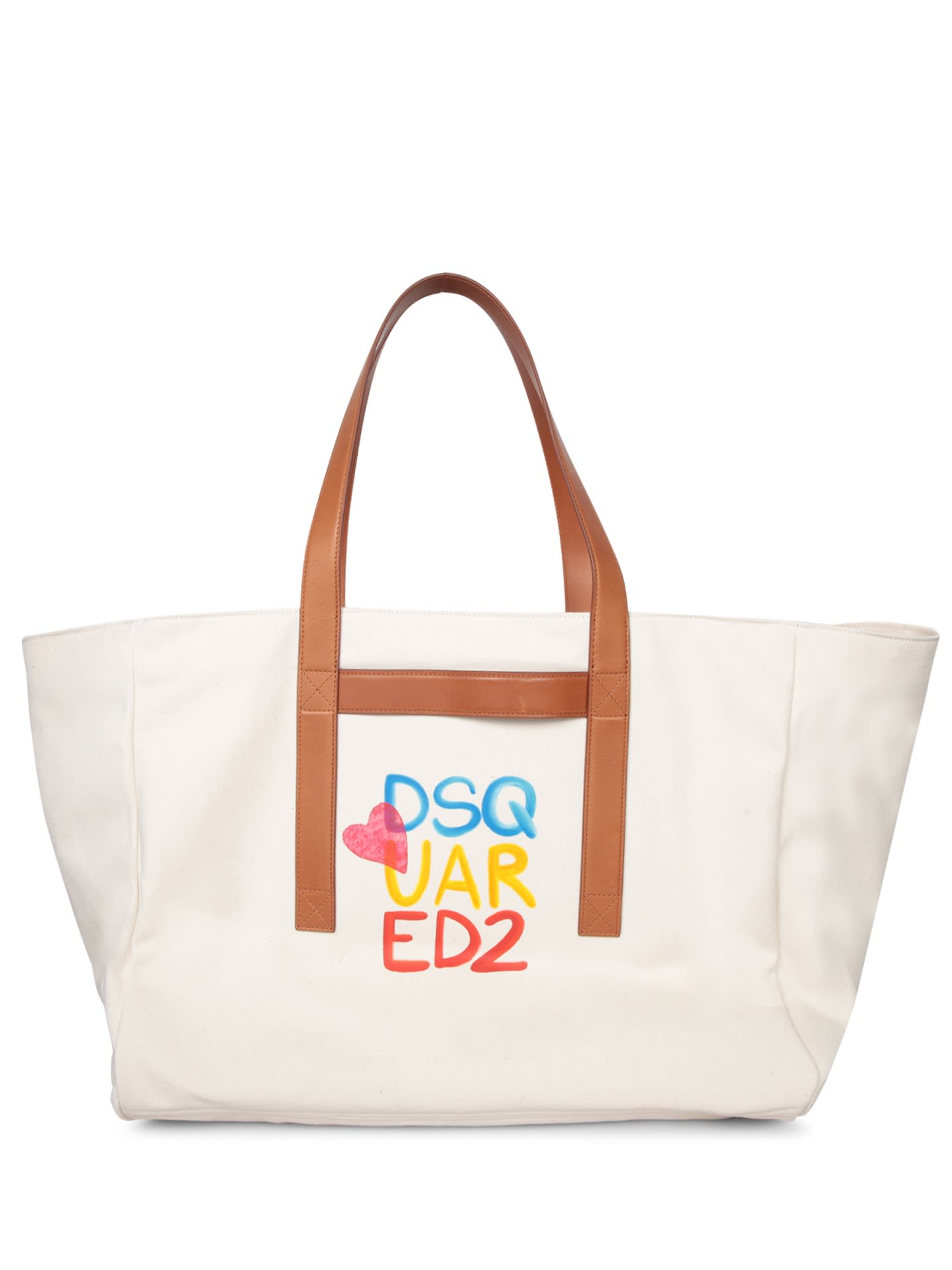 Shop Dsquared2 Ivory Logo Shopping Bag