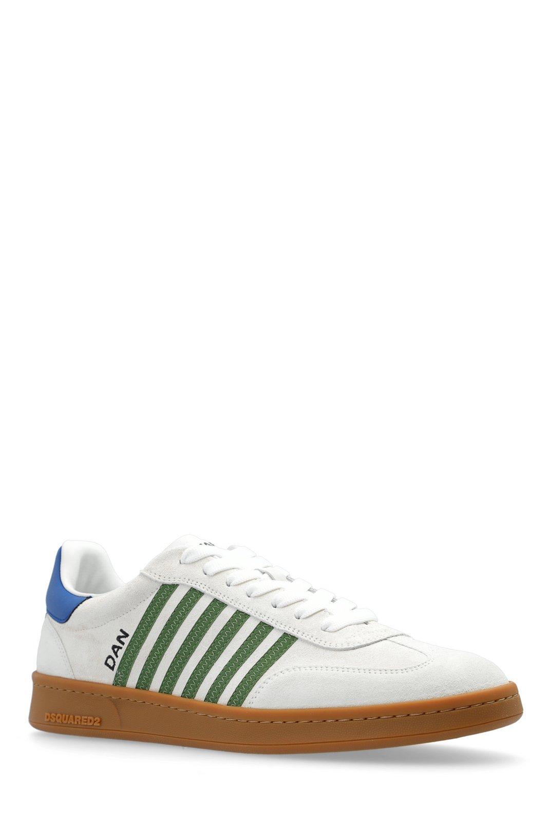 Shop Dsquared2 Stripe Pattern Low-top Sneakers In Bianco+verde+azzurro