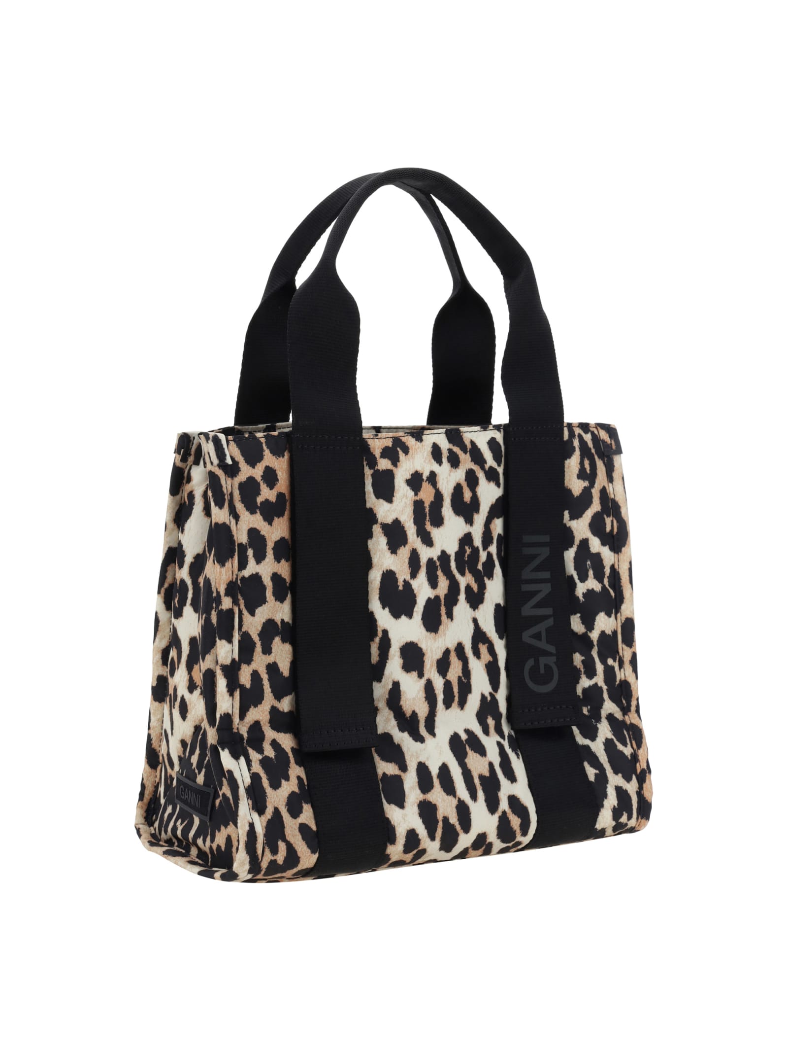 Shop Ganni Recycled Tech Tote Bag In Leopard