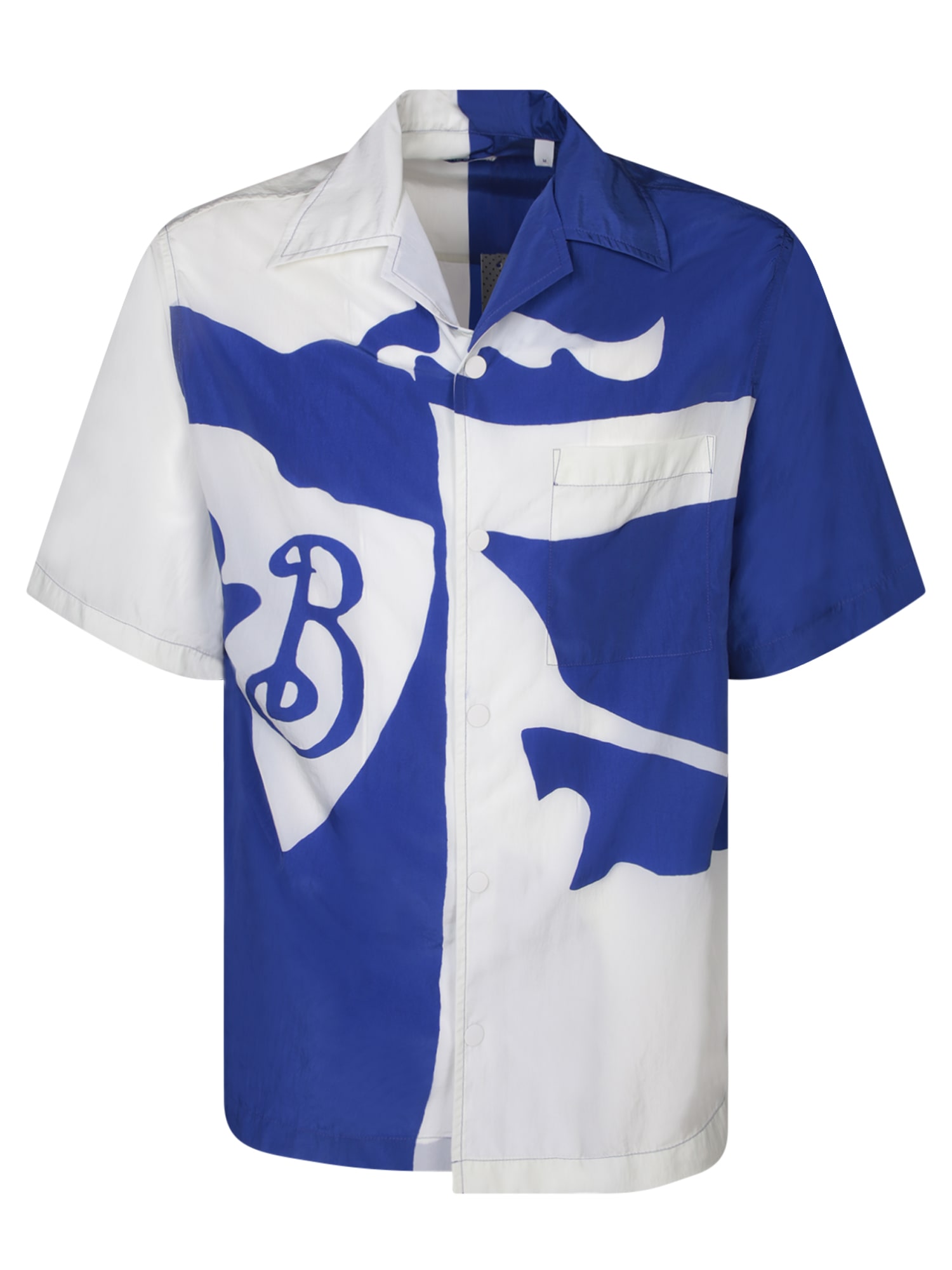 Shop Burberry Ekd Logo Blue And White Shirt