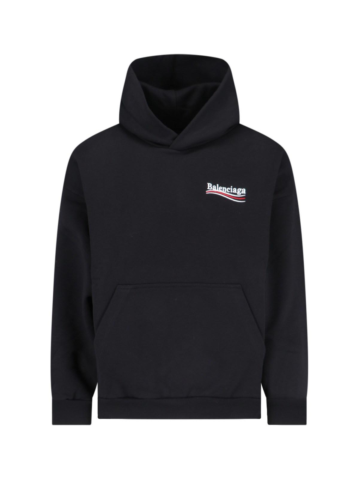 Shop Balenciaga Political Campaign Hoodie In Black White