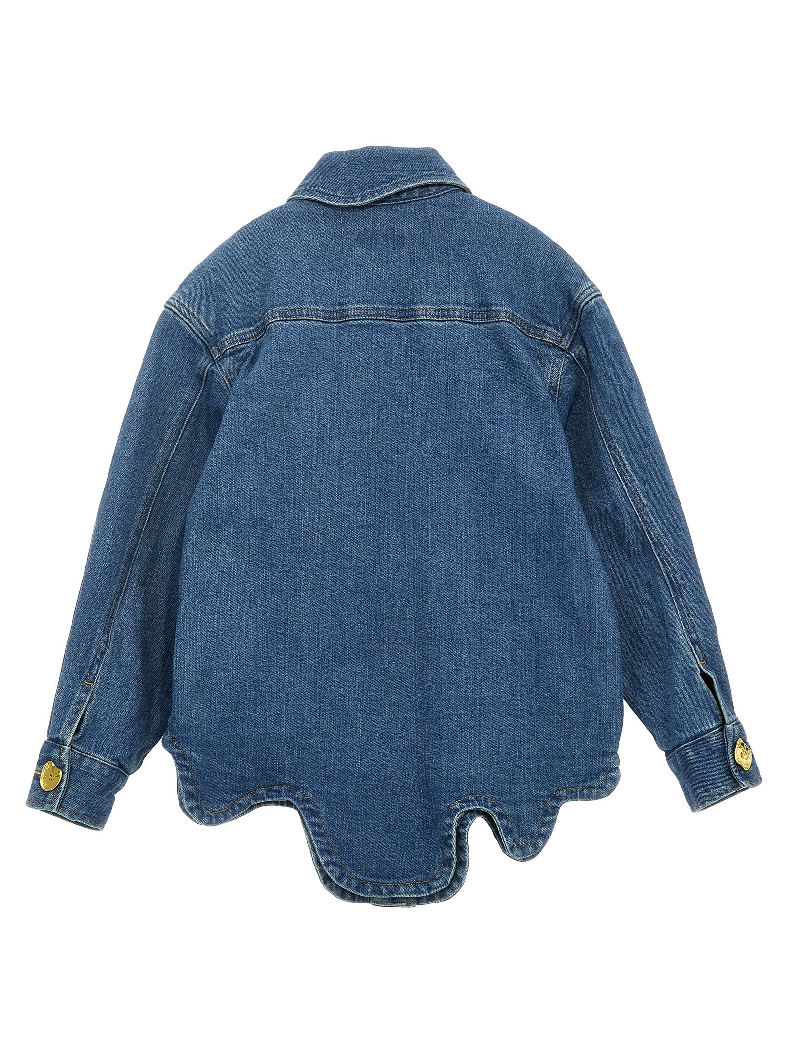 Shop Moschino Button Detail Jacket In Blue