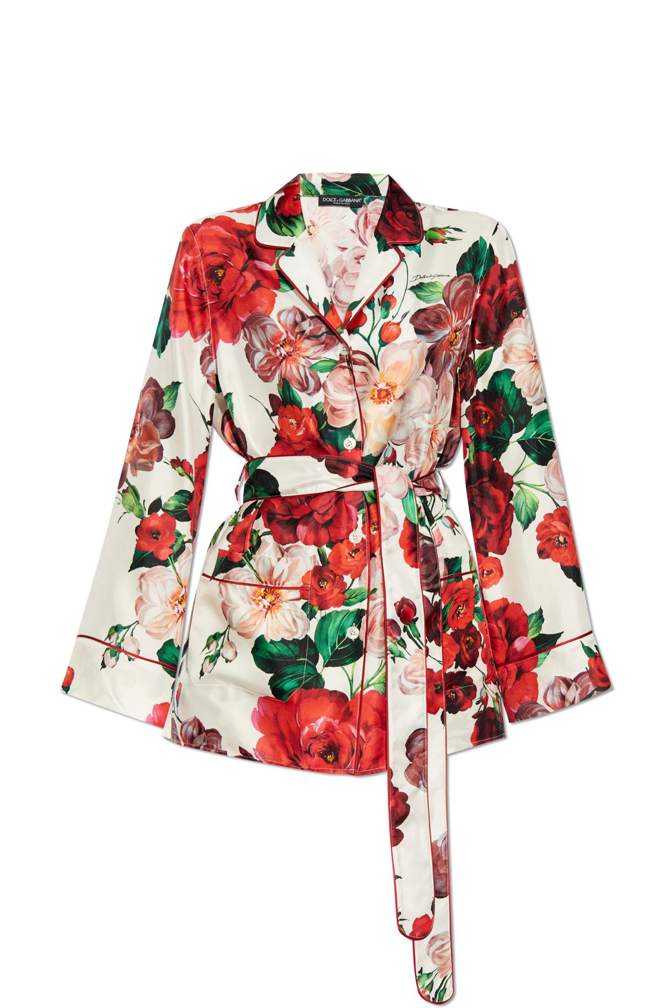 Dolce & Gabbana Women's Rose Print Pajama Shirt | Size 42 | F5i89t Color Is1zdha5pd In Pink