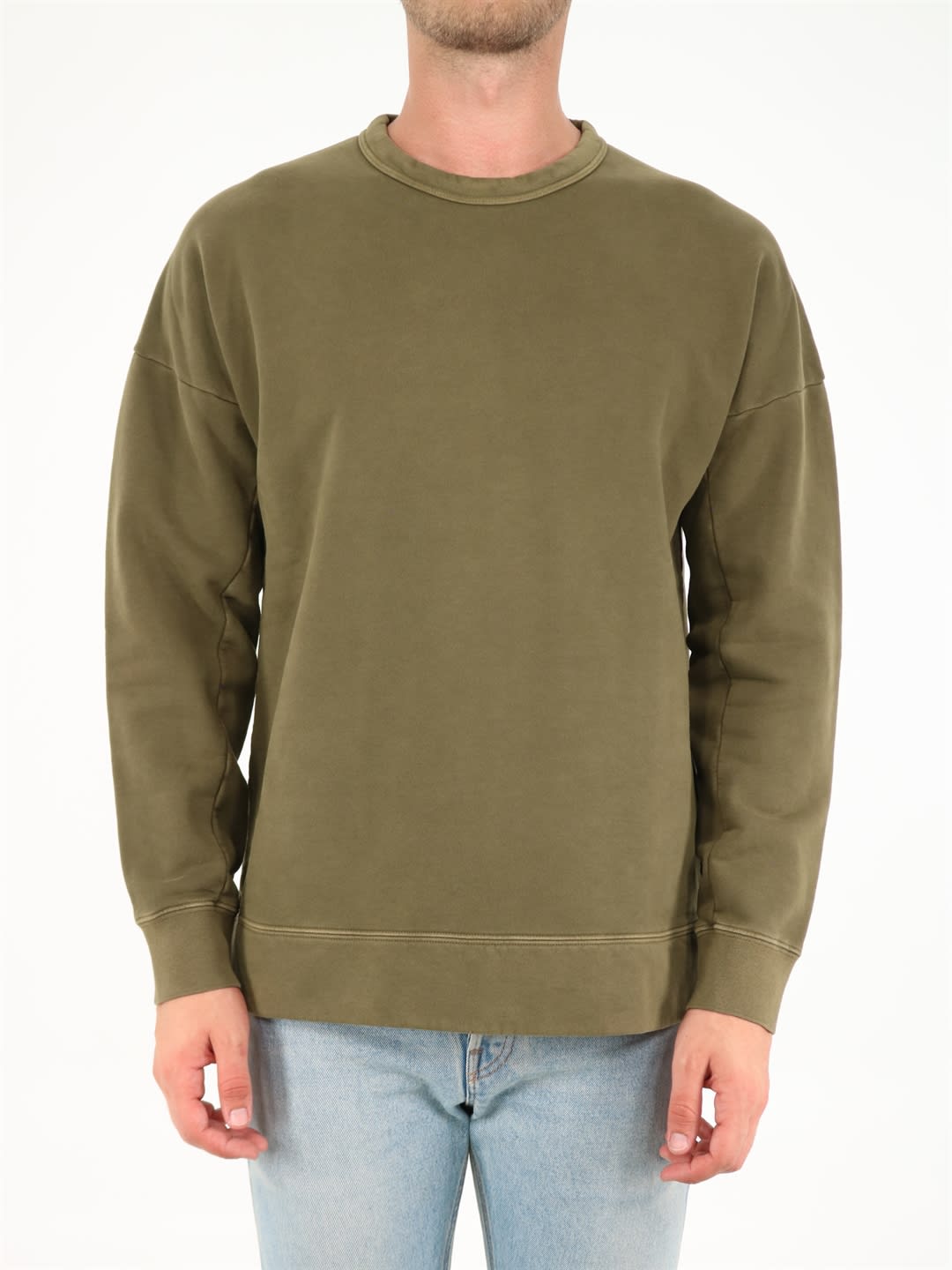 Ten C Military Green Cotton Crewneck Sweatshirt
