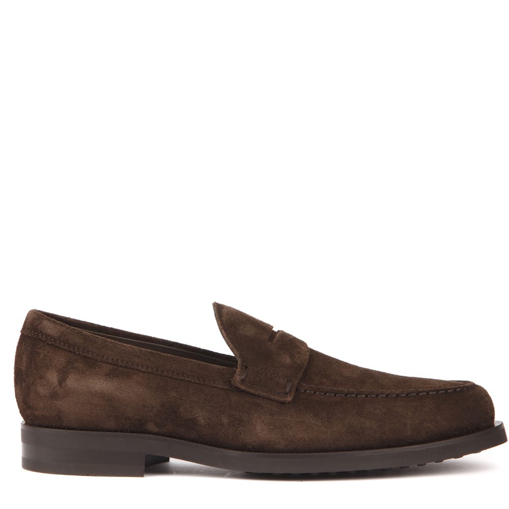 Shop Tod's Brown Suede Loafers In Testa Di Moro