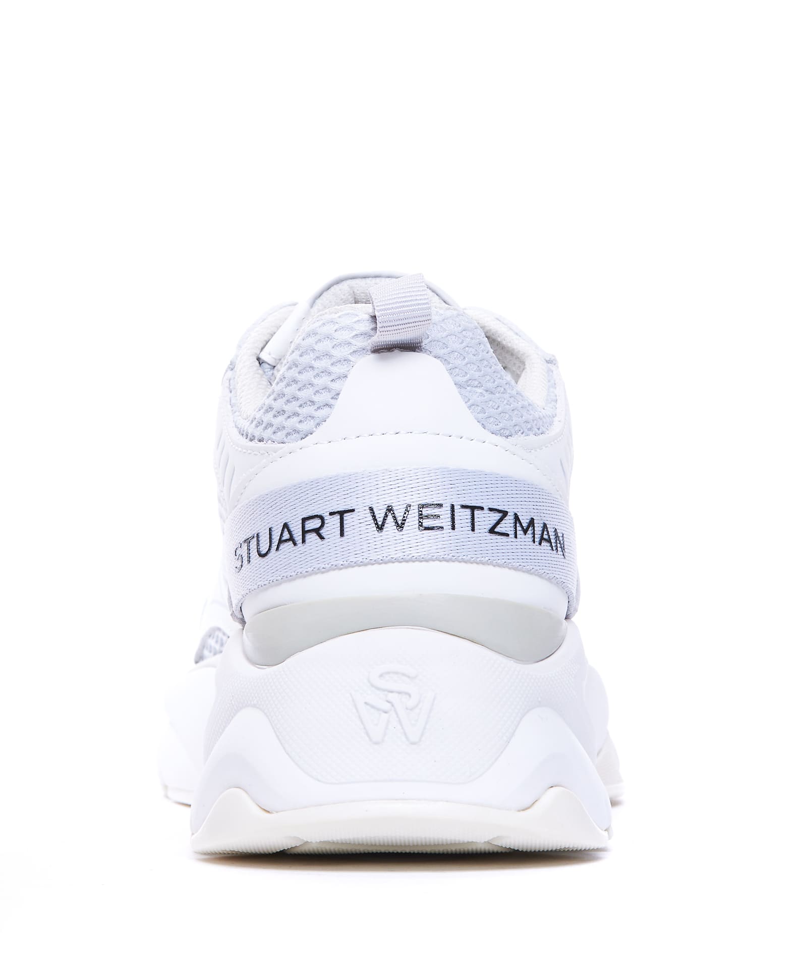 Stuart Weitzman Leather And Mesh Sneakers In White