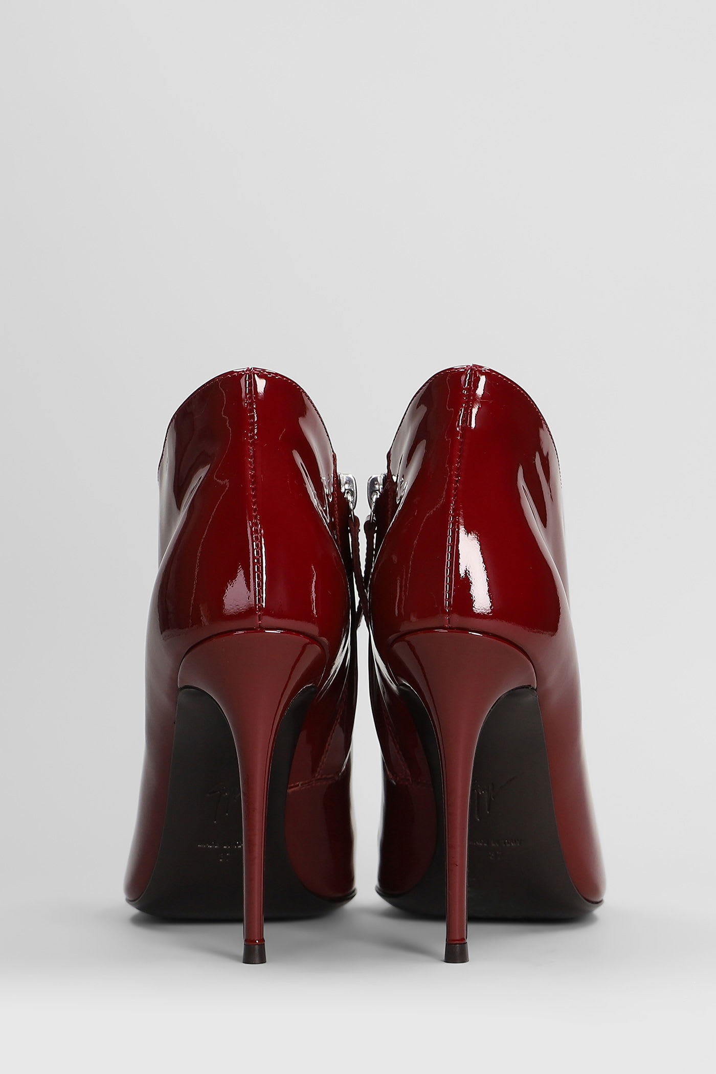 Giuseppe Zanotti Raquel 105 High Heels Ankle Boots In Bordeaux Patent Leather In Burgundy