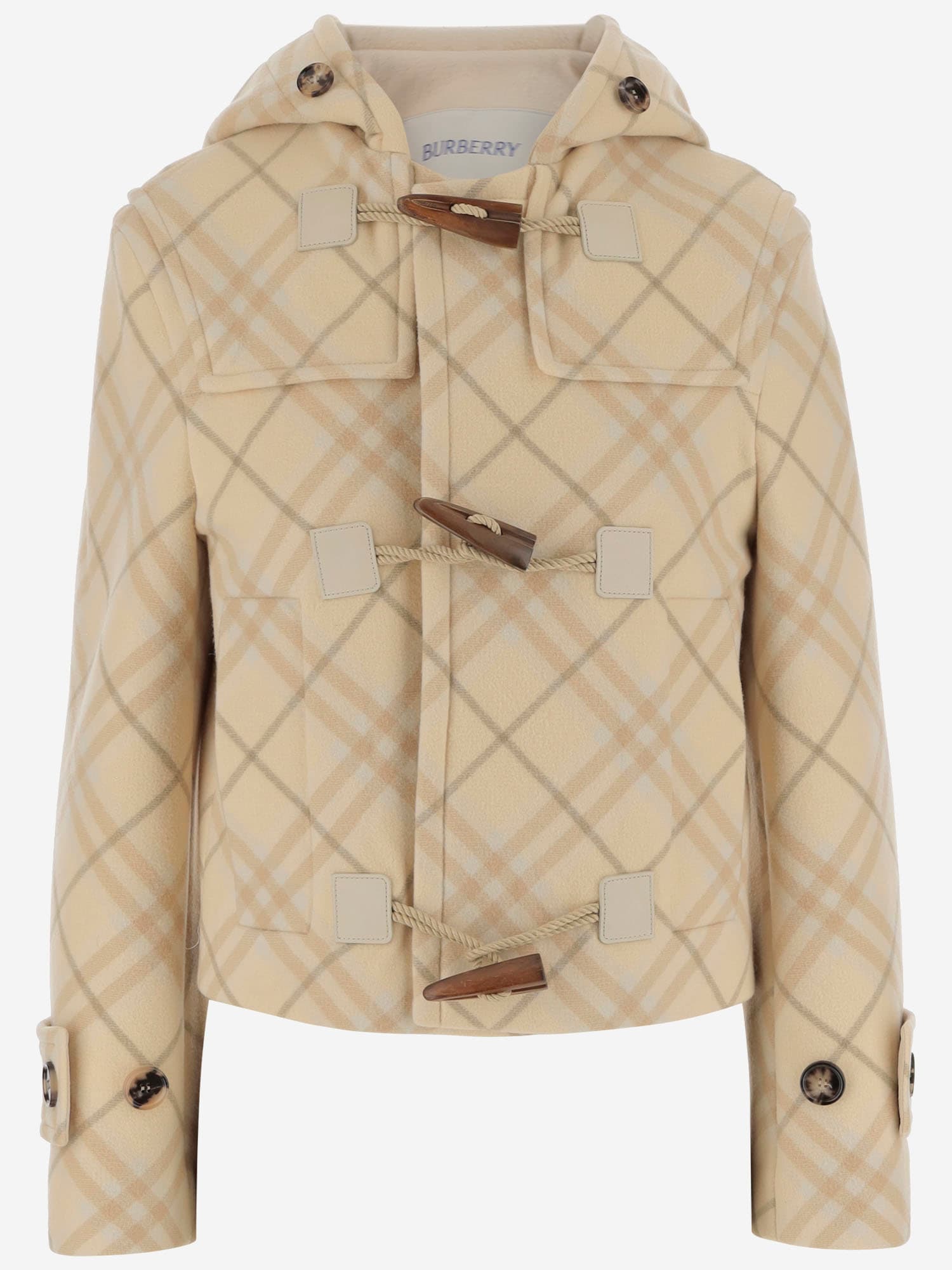 Burberry Wool Blend Jacket With Check Pattern