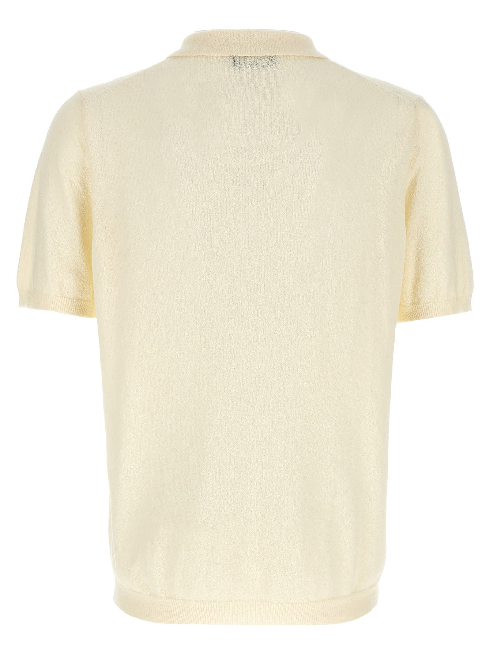 Roberto Collina Ribbed Collar Cotton Polo Shirt In White