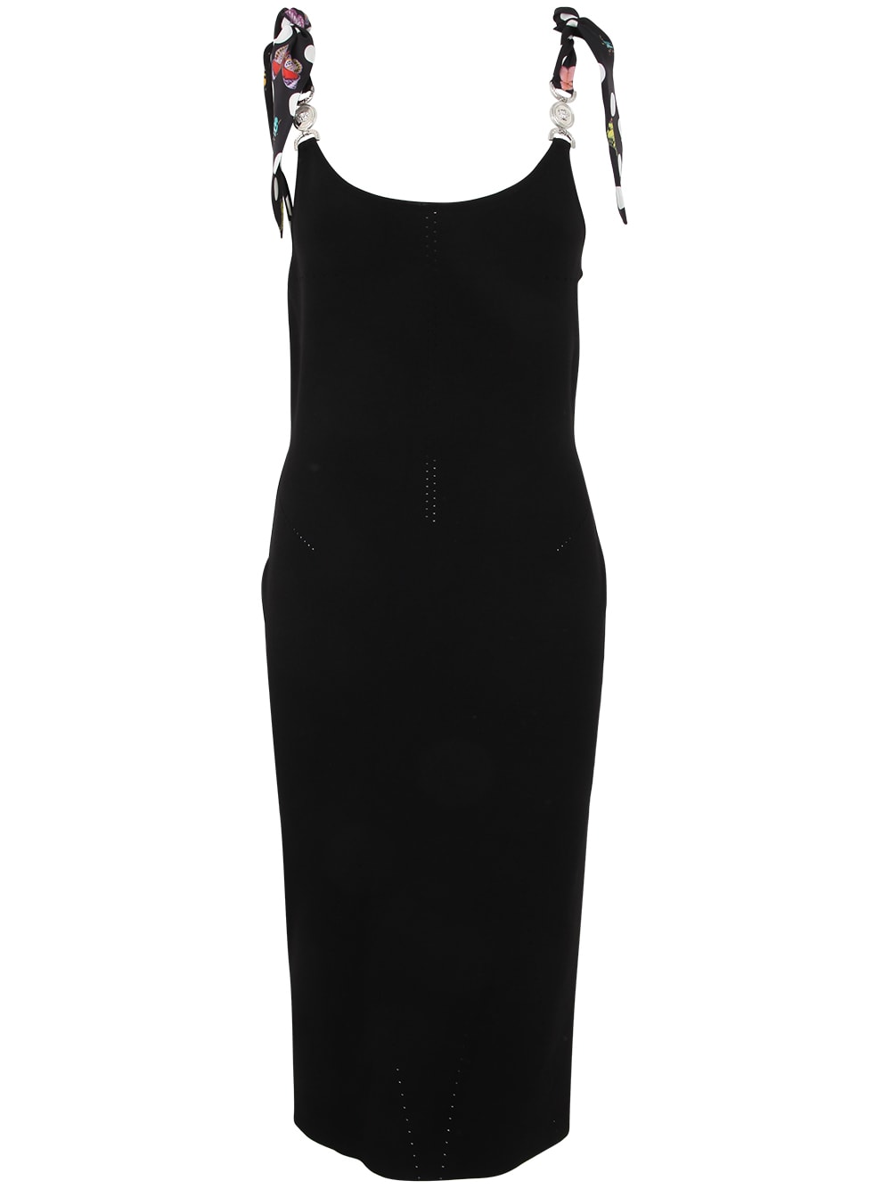 Shop Versace Knit Dress Polka Dots Silk Twill Inserts Serie In Black