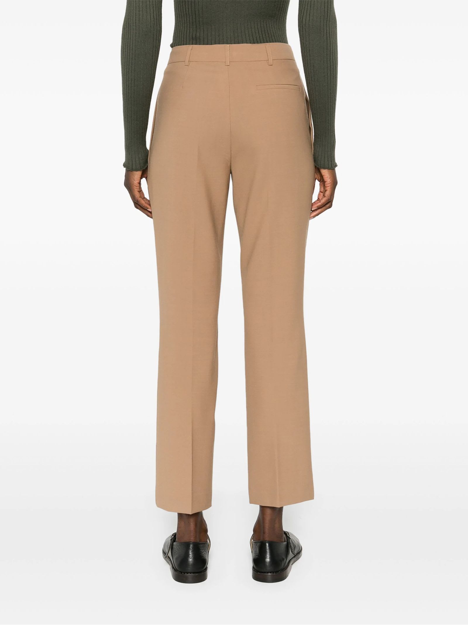 Shop Semicouture Cool Wool Trousers In Beige