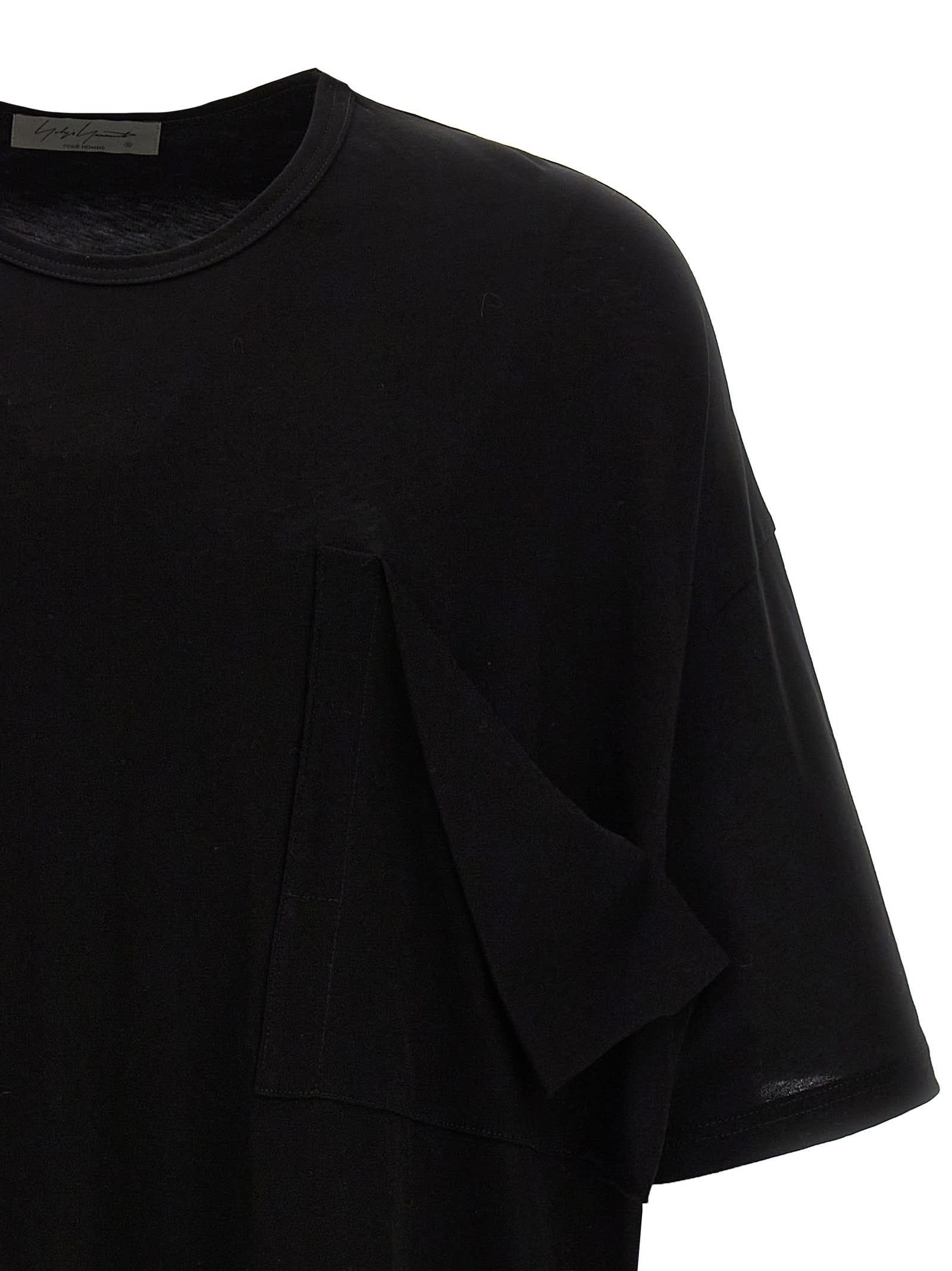 Shop Yohji Yamamoto Raw Pocket T-shirt In Black