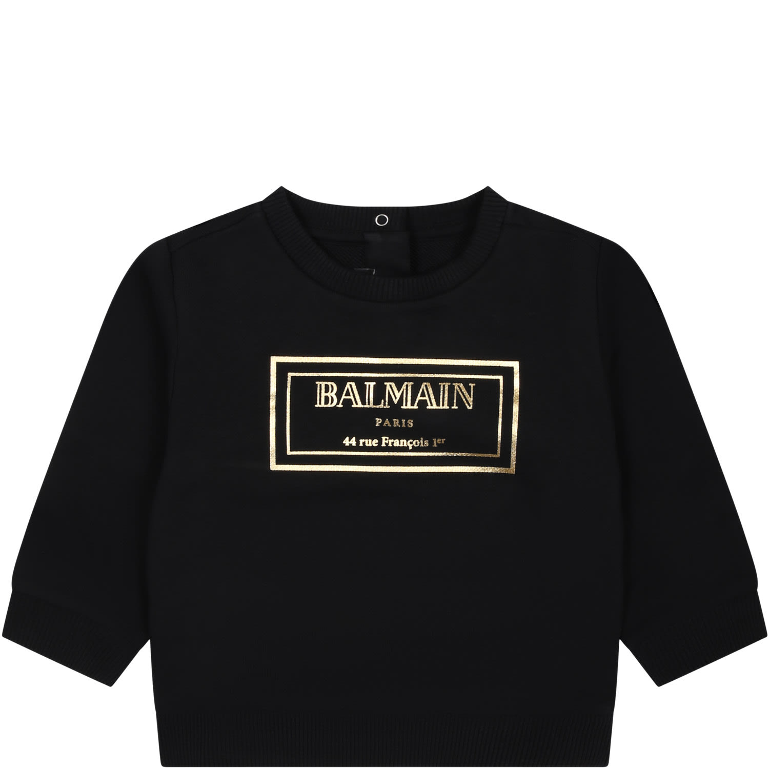 Balmain Kids' Black Sweatshirt For Babies With Gold Logo