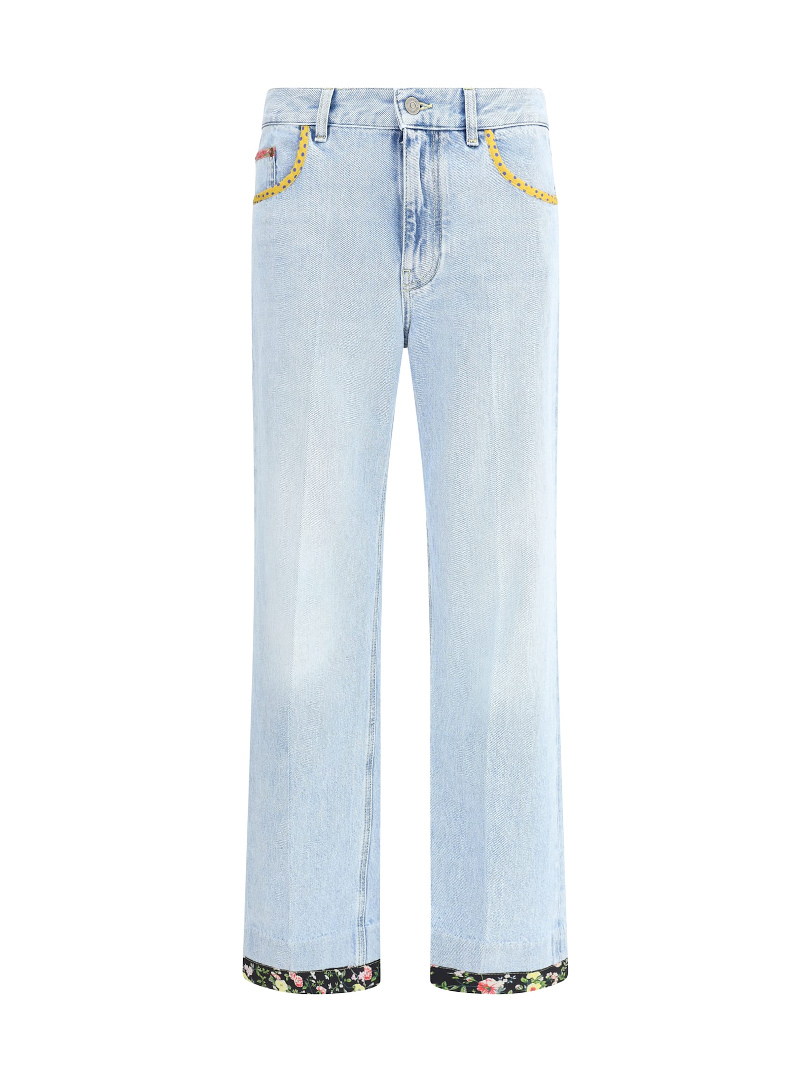 Valentino Floral Edge Jeans In Blue