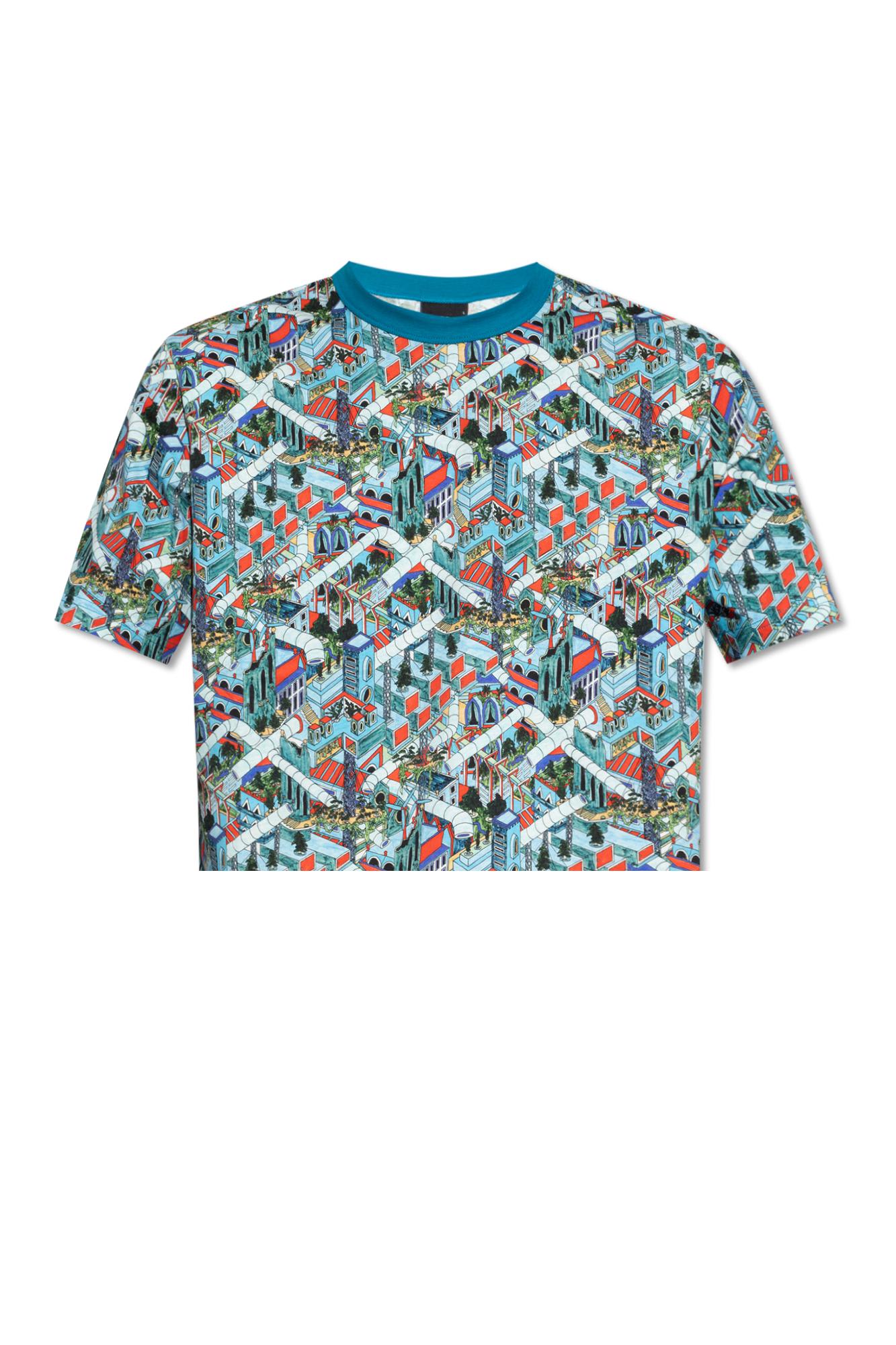 Shop Ps By Paul Smith Ps Paul Smith Patterned T-shirt In Blue