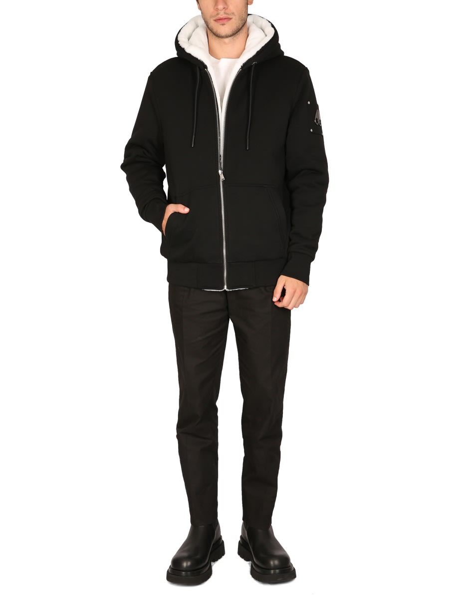 Moose Knuckles Cotton Blend Hoodie With Contrasting Lining In Black