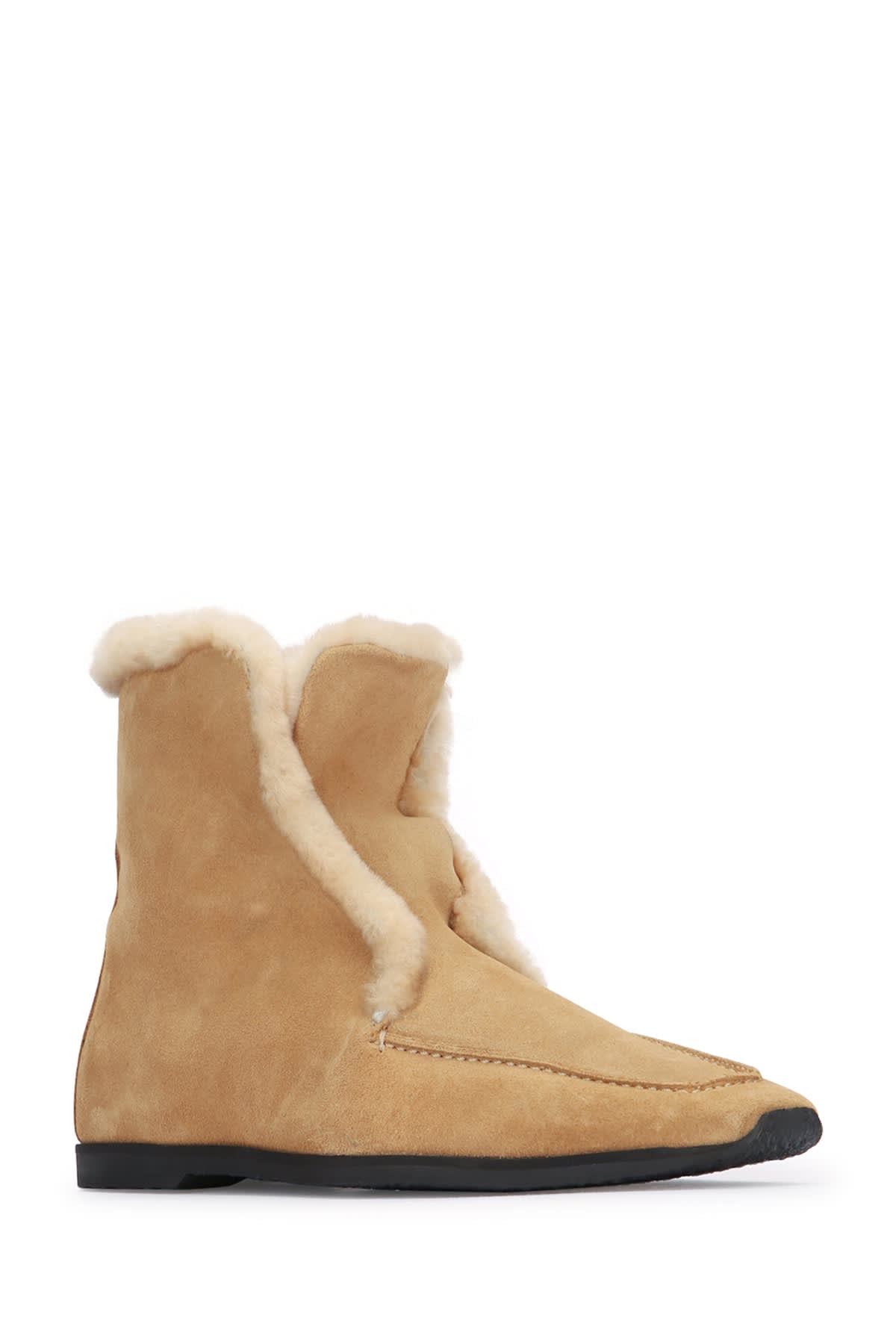 Totême Shearling-edge Boots In Caramelecru