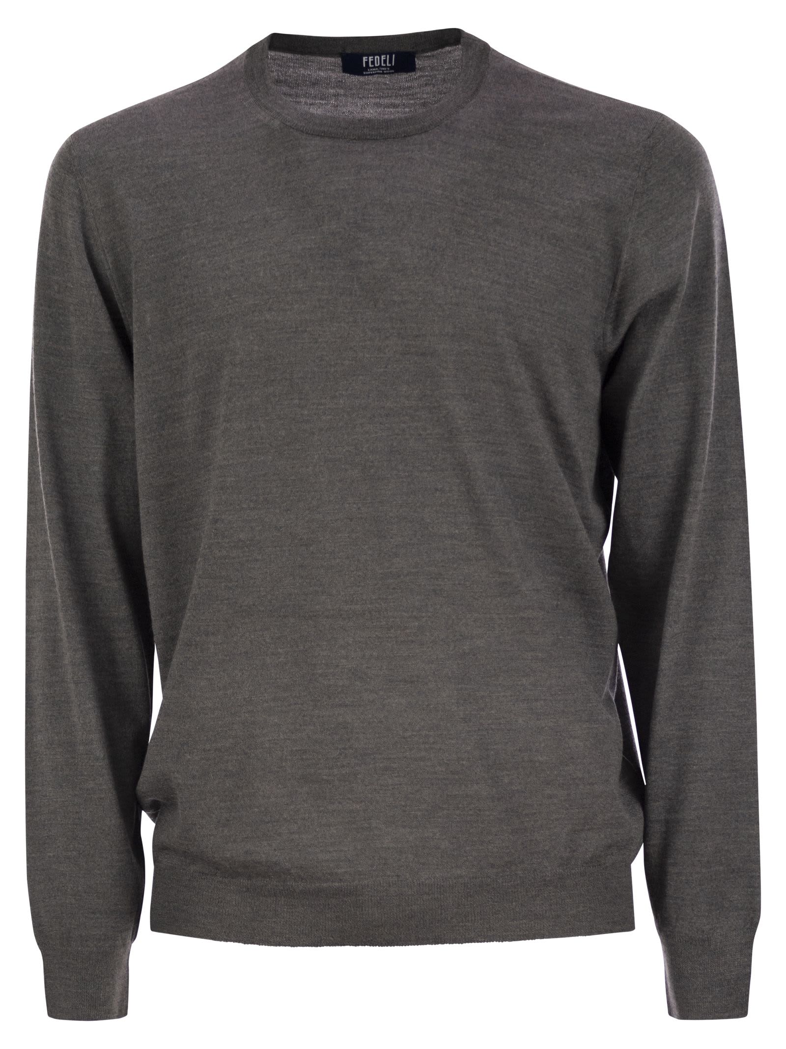 Shop Fedeli Crew-neck Sweater In Virgin Wool In Black