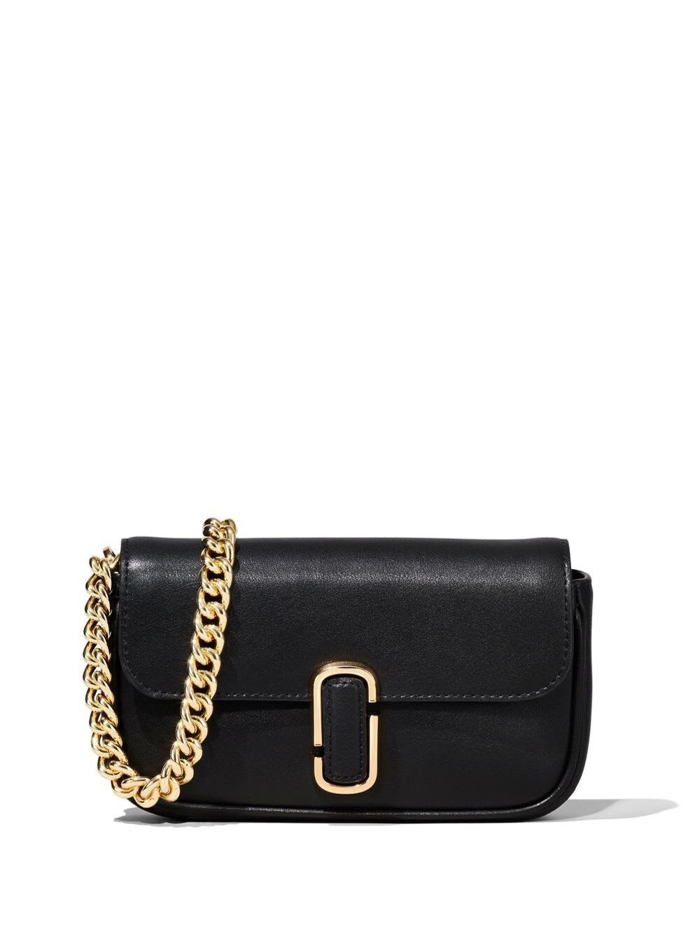 Marc Jacobs j Marc Mini Black Shoulder Bag With Logo Buckle In Smooth Leather Woman Marc Jacobs