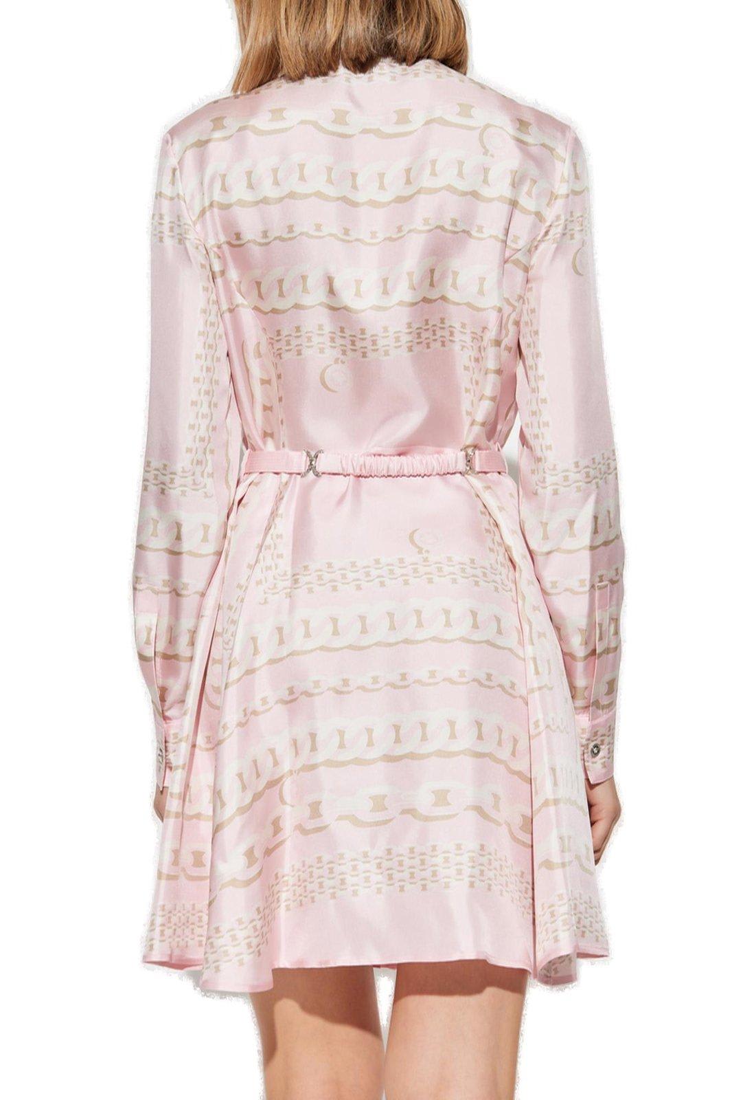 Versace Barocco Chain Pattern Mini Shirt Dress