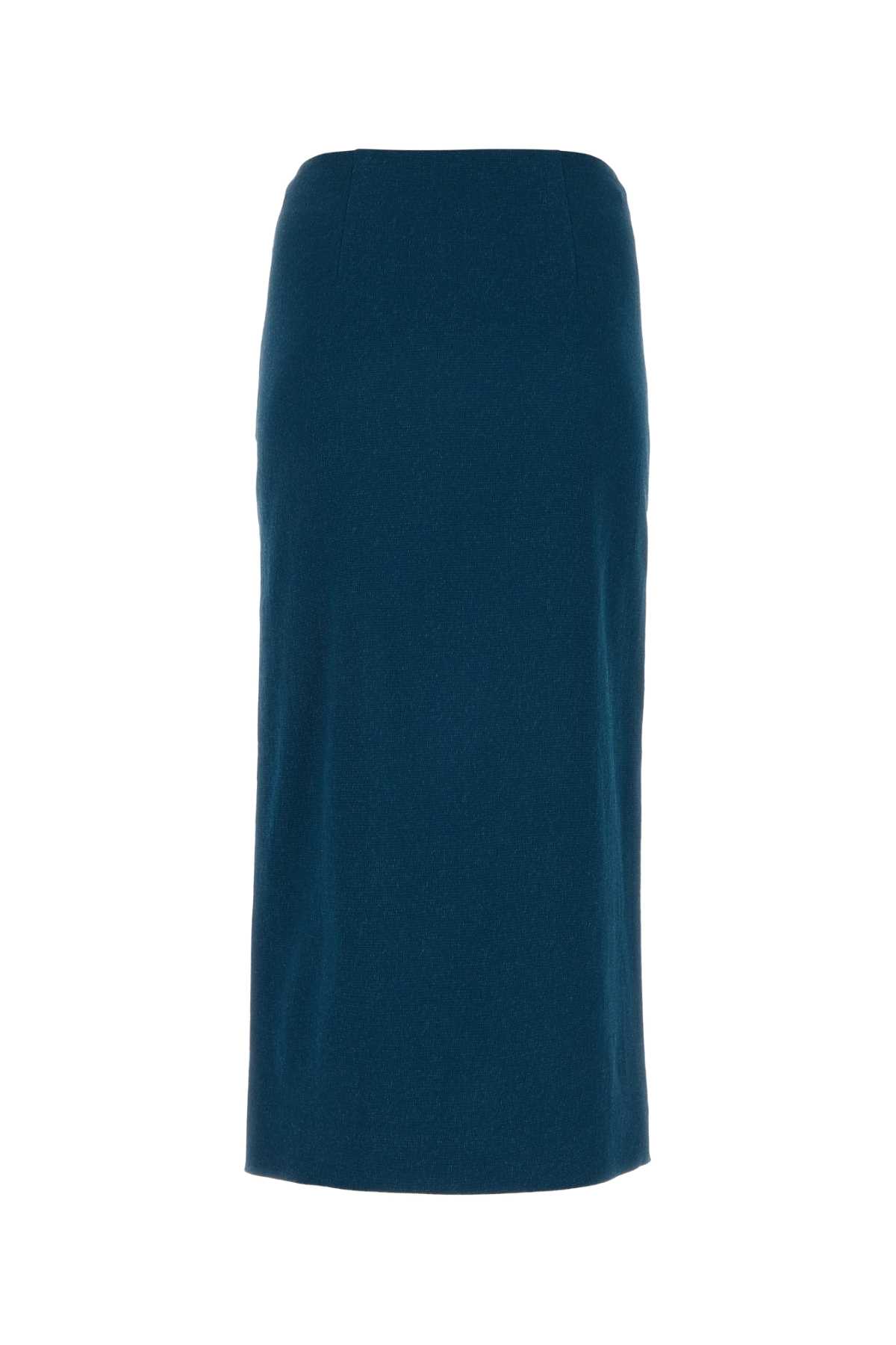 Tory Burch Teal Green Faille Skirt In Solarblue
