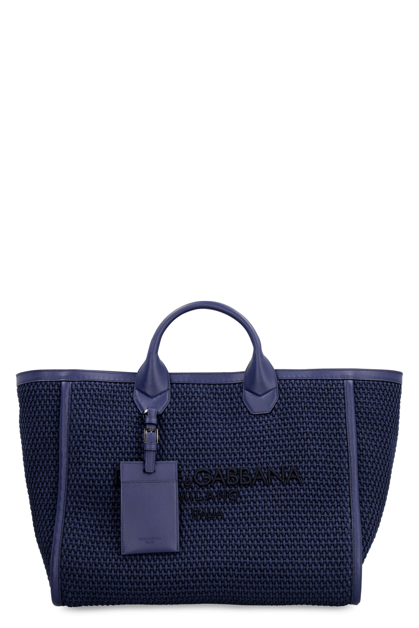 Dolce & Gabbana Canvas And Leather Shopping Bag In Blue